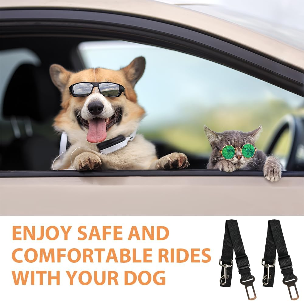Ram&reg; 2 X Dog Car Seat Belts 70CM Adjustable Car Seatbelt Harness Strap for Dogs Cat Travel Strong Durable Clip on Pet Travel Seat Belt image number 4