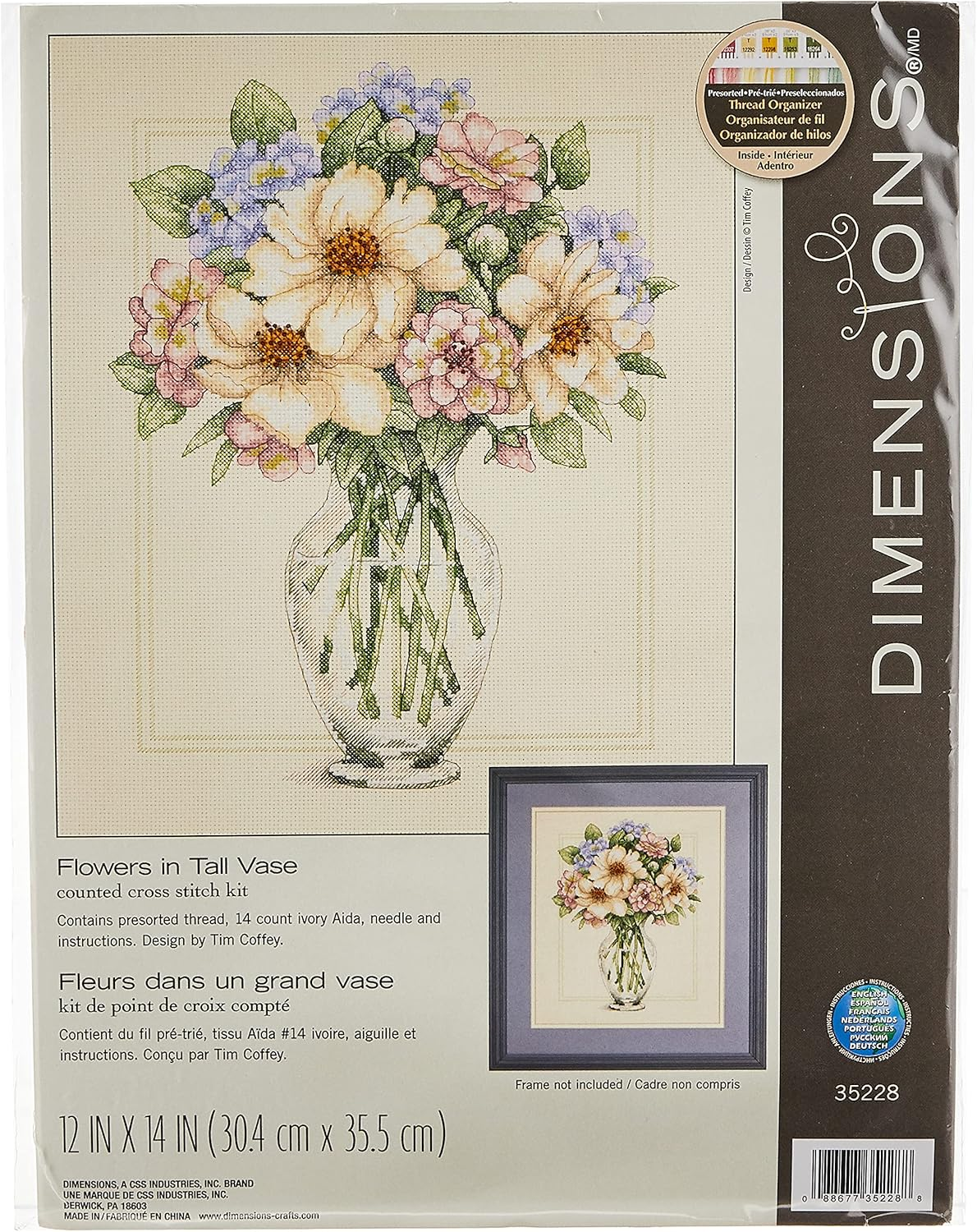 Dimensions Cross Stitch Flowers in Vase, Large, Multicolor image number 6
