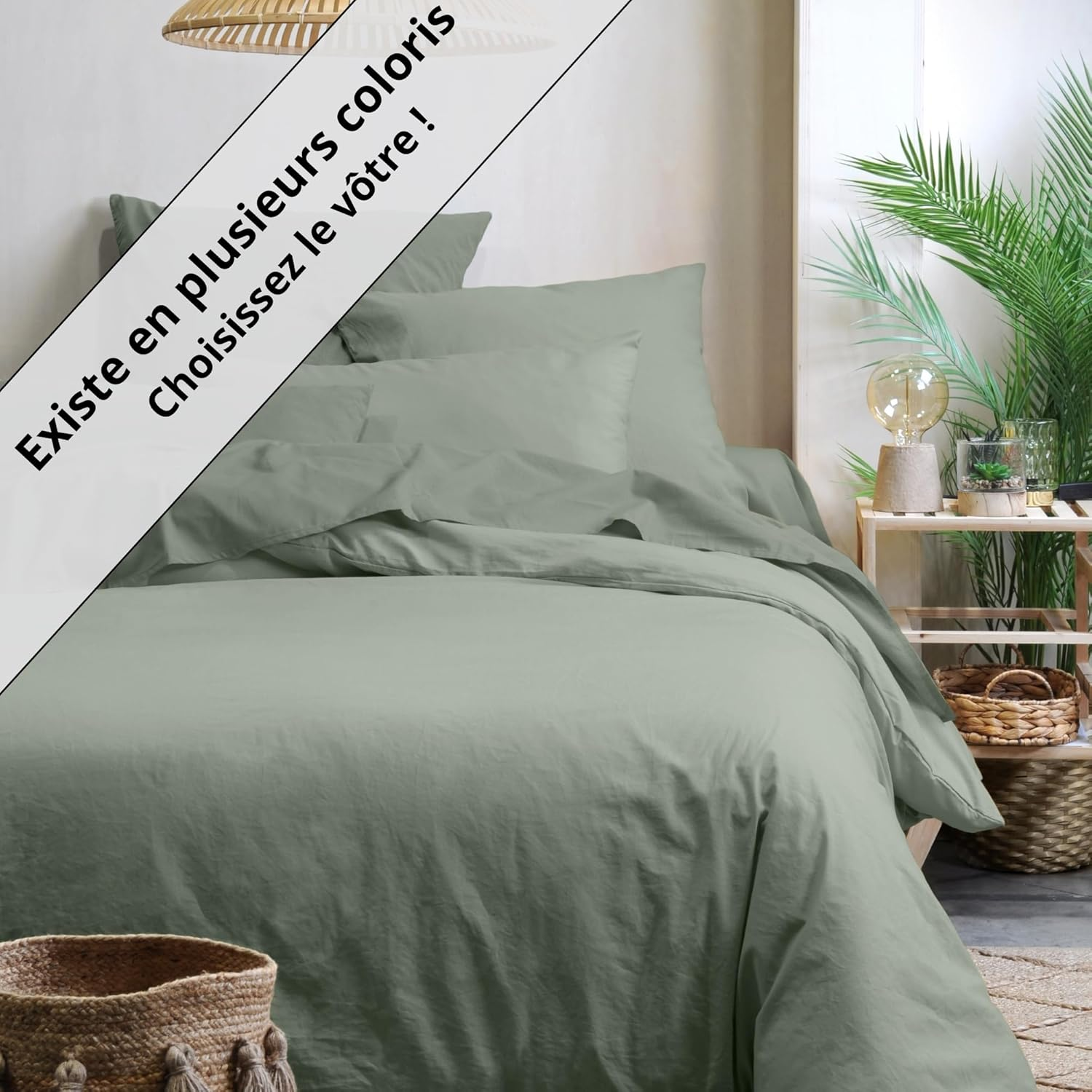 STOF - Fitted Sheet - Size 180 X 200 Cm - 100% Organic Cotton - Quality - Oeko-Tex Certified - Colour Blue - Horizon Model - Bed Linen for Home - Soft and Comfortable image number 2