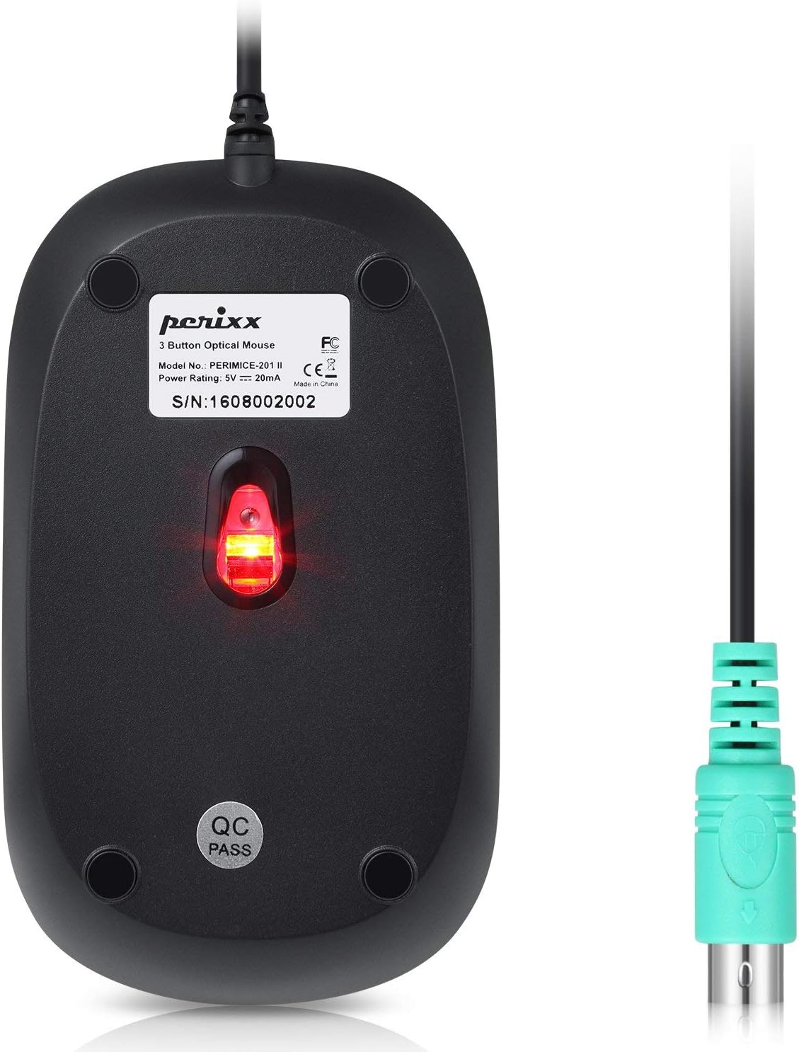 Perixx PM-201PB-10042 Wired PS2 Mouse, Black image number 1