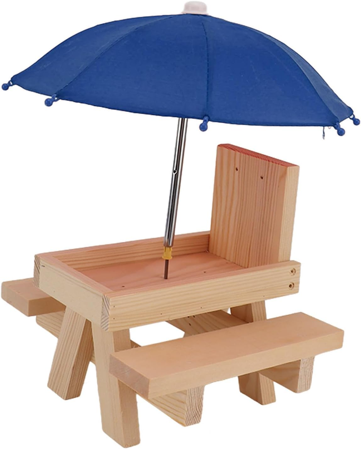 Wild Birdwildlife Accessories,Wooden Squirrel Feeder Solid Wood Pet Feeder Outdoor Garden Pendant Corn Nut Bird Feeder with Flag (Blue Umbrella) image number 4