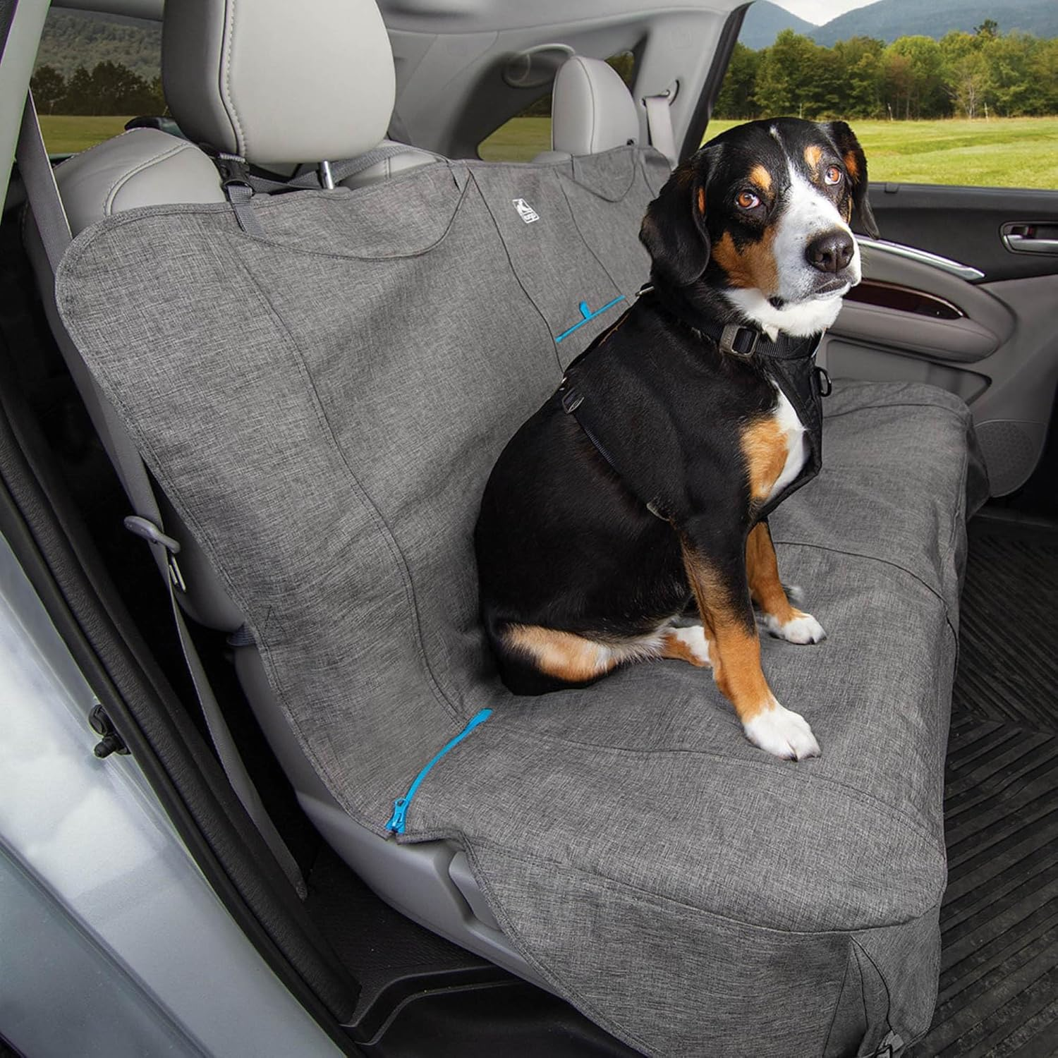 Kurgo Dog Seat Cover No Slip | Nonslip Car Bench Seat Covers for Pets | Dog Back Seat Cover Protector | No Slip Grip Bench Seat Cover (Heather Charcoal Grey, 55") image number 2