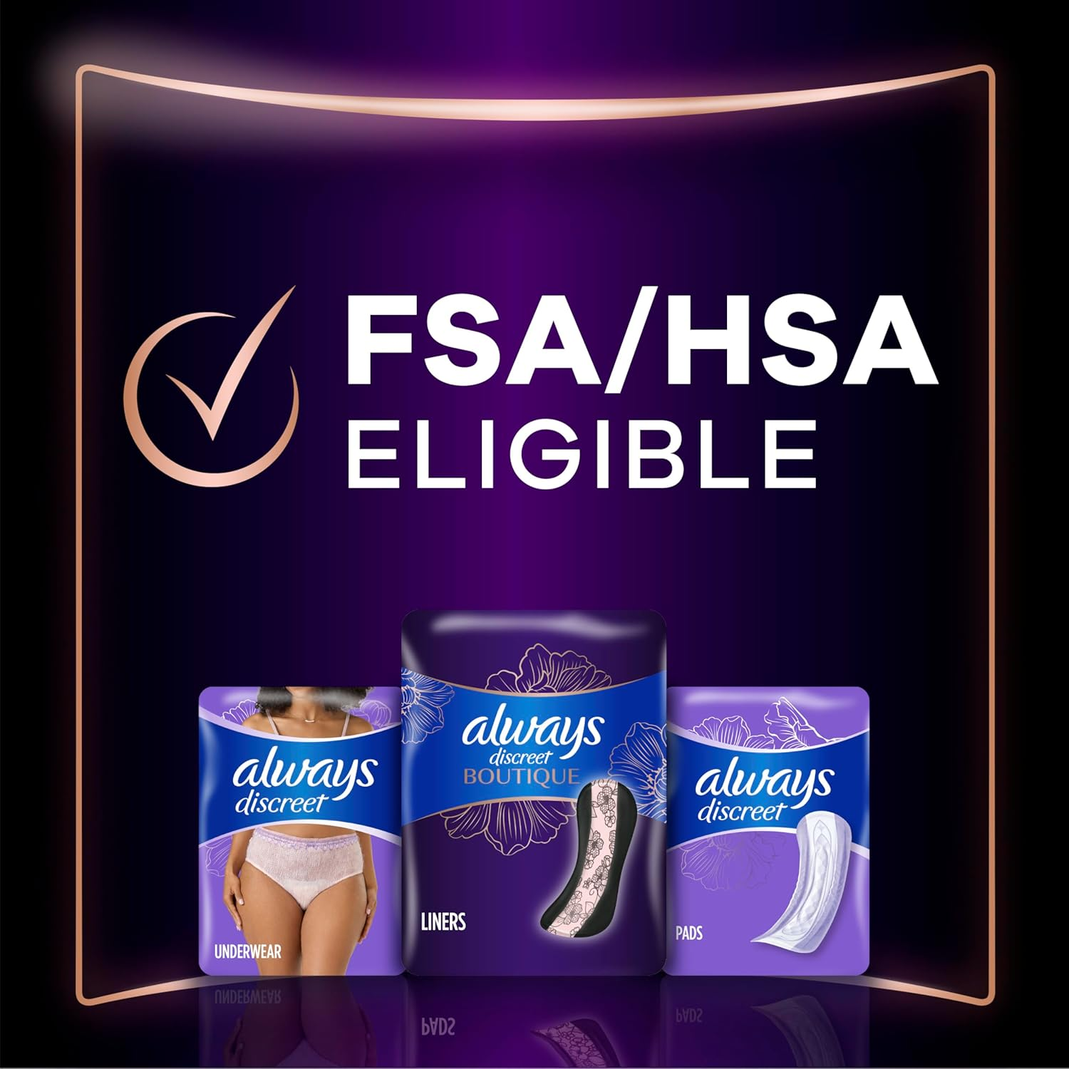 Always Discreet Boutique Incontinence Liners, Very Light Absorbency, Long Length,32 Count (Pack of 3) image number 1