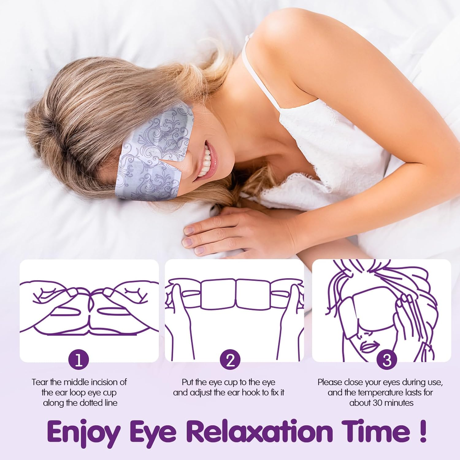 Dansib 60 Pcs 60 Pcs Disposable Steam Eye Mask Bulk for Dry Eyes Self Heating Eye Mask for Spa Sleep Warm Compress Stress Dark Circle Relief Puffiness and Mother'S Day Relaxation Gifts (Multi Scent) image number 1