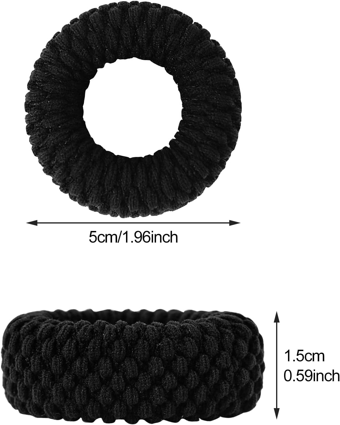Hanyousheng Pack of 16 Hair Bobbles Thick Hair Scrunchies Black Wide Thick Cotton Hair Scrunchies Elastic Hair Bands Soft for Women Girls Strong Stretch Hair Bands Ponytail for Thick Hair image number 5