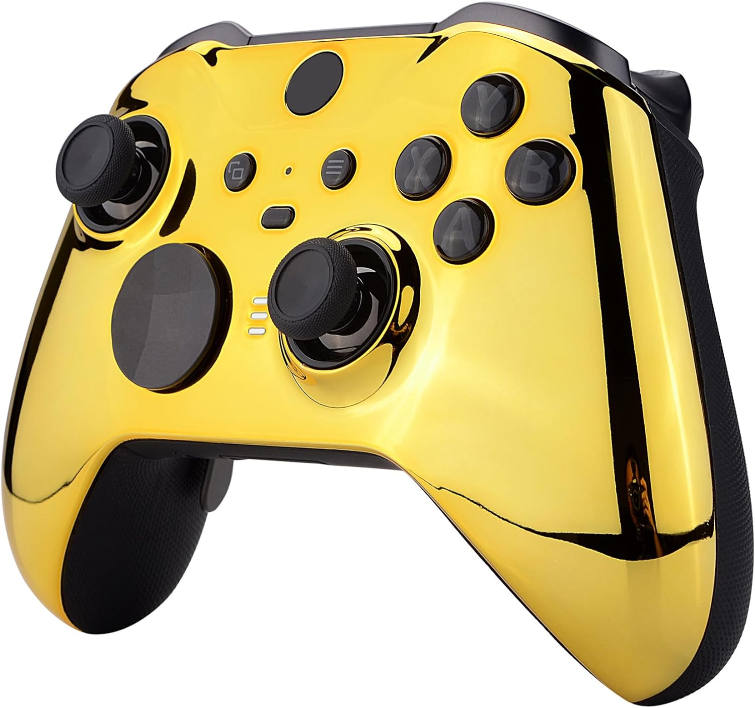 Extremerate Chrome Gold Edition Glossy Faceplate Cover, Front Housing Shell Case Replacement Kit for Xbox One Elite Series 2 Controller Model 1797 - Thumbstick Accent Rings Included - Chrome Gold image number 4