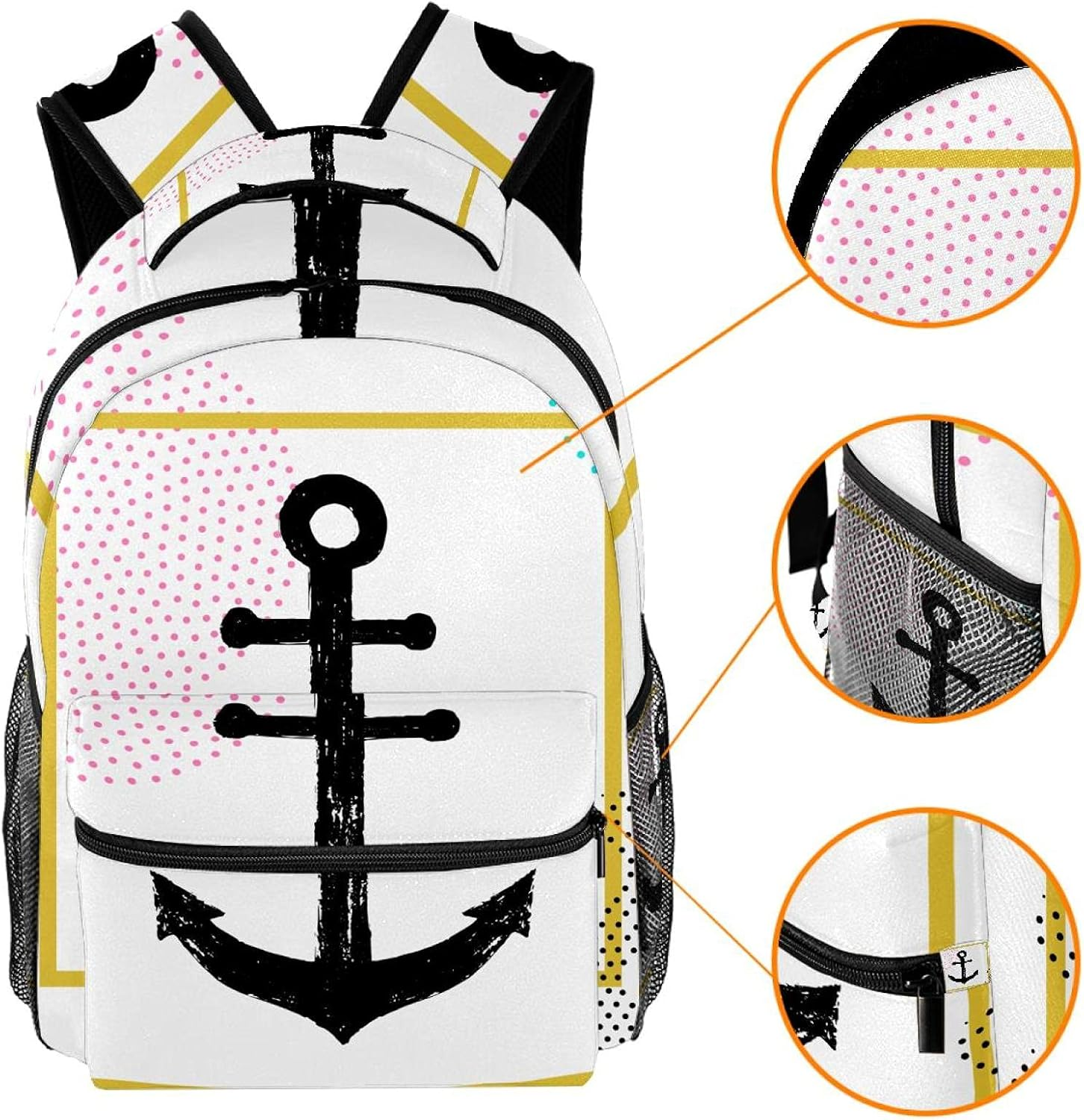 Anchor Illustration Backpack Students Shoulder Bags Travel Bag College School Tote Backpacks image number 3