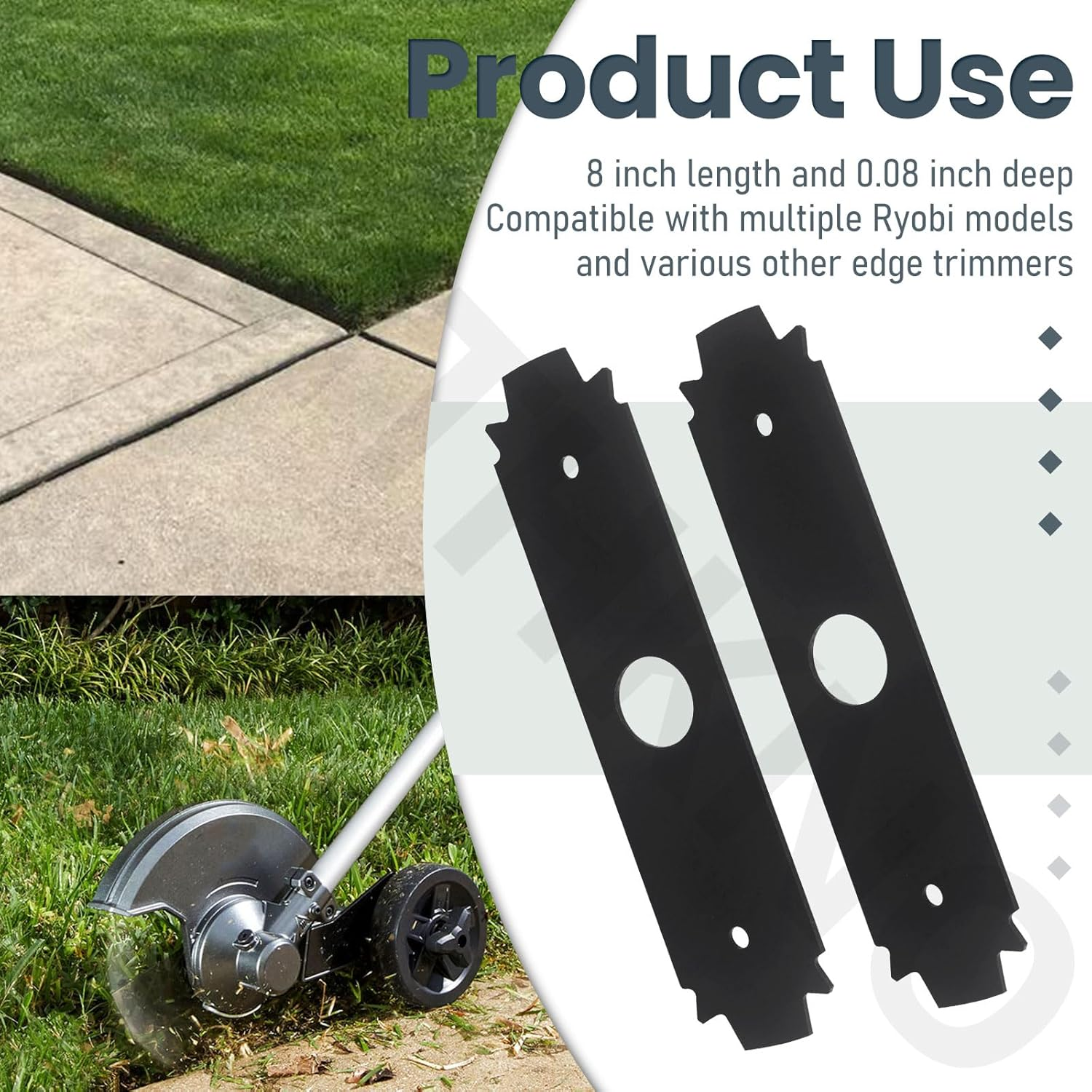 AC04215 Reversible Heavy Duty Hardened Steel Edger Blade - for Replacement Ryobi 8 Inch Edger Blade, Fits Edgers Models UT50500, UT15518, RY15518, RYEDG11, P2310 and P2300B. (2) image number 3