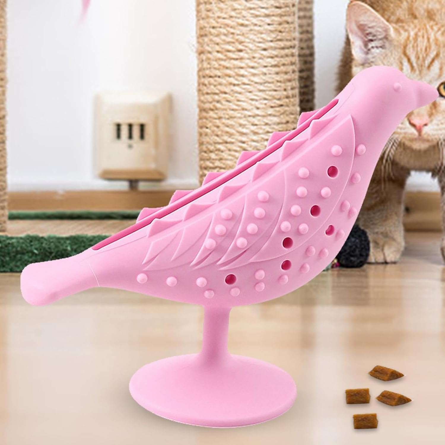 Kitten Chew Toy - Bite Resistant Catnip Toy with Bird Shape | Cat Teething Toys, Face Scratchers, Suction Cup Food Dispenser for Stress Relief image number 1