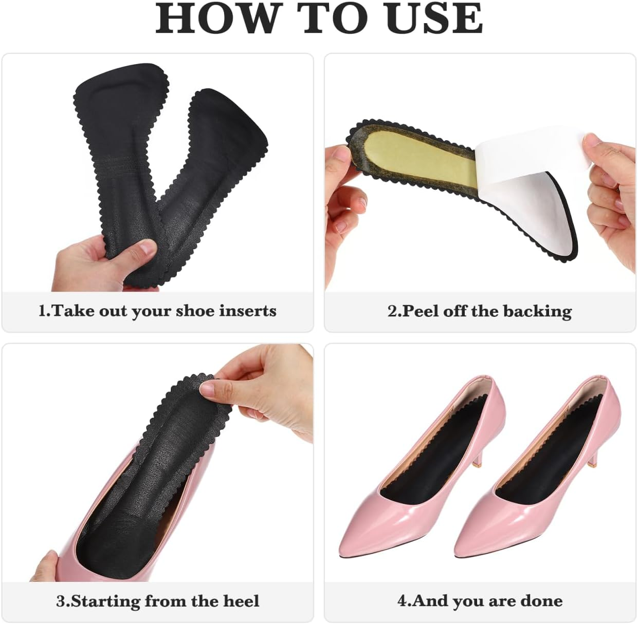 Baluue Black High Heel Anti-Slip Stickers Self-Adhesive Leather and Latex Shoe Pads for Women Breathable and Sweat-Absorbing Insoles for Daily Comfort and Foot Support image number 5