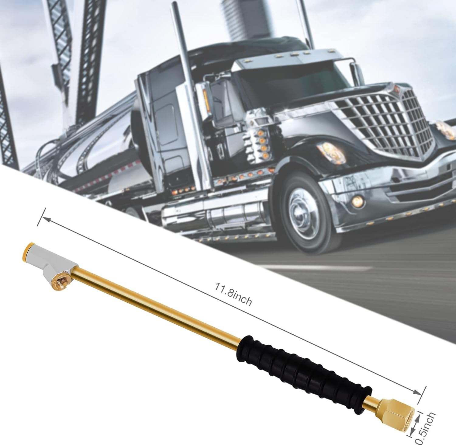 GODESON 1/4" FNPT Extended Reach Dual Head Air Chuck, 2-Way Connection 11.8" Extended Brass Air Chuck with Rubber Handle,Tire Chuck with Quick Plug for Semi, RV, Truck Dually Tires image number 3