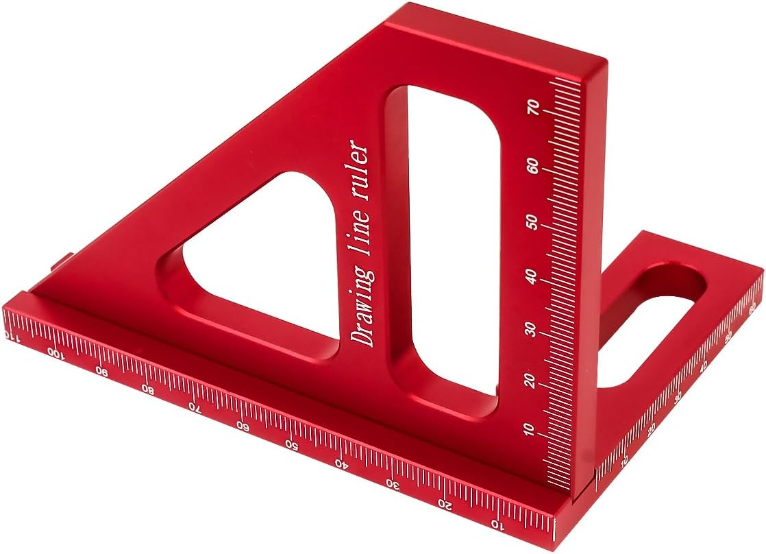 3D Multi-Angle Measuring Ruler, 45/90 Degree Aluminum Alloy Woodworking Square Protractor, Drawing Line Miter Triangle, High Precision Layout Tool for Engineer Carpenter image number 1