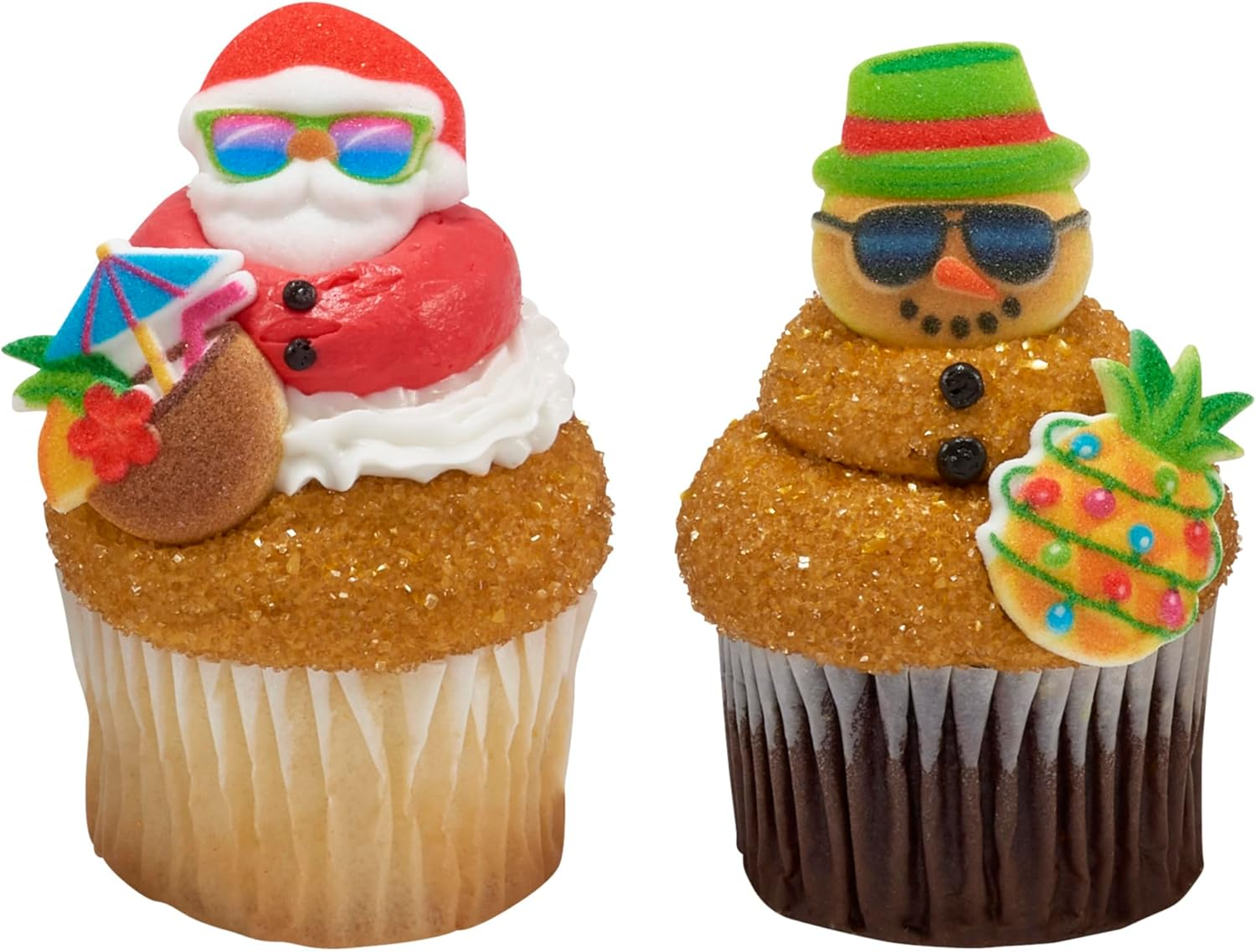 Sugar Dec-Ons&reg; Tropical Christmas Assortment Sugar Cake Decorations, Ready to Use Edible Cupcake Toppers, 108 Shaped Decorations image number 3