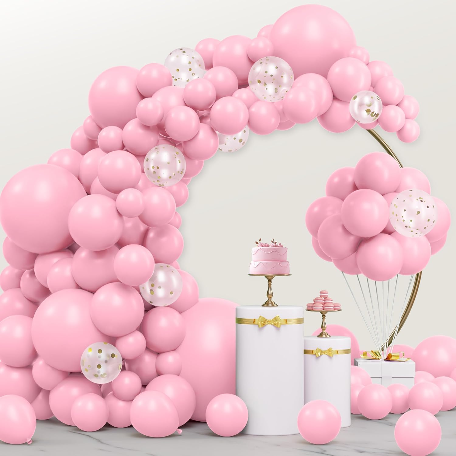 JOYIN 150 Pcs Sand White Balloons, Different Sizes 18 12 10 5 Inch Sand White Latex Balloon Arch Kit with Instruction for Birthday Party Graduation Wedding Holiday Decoration