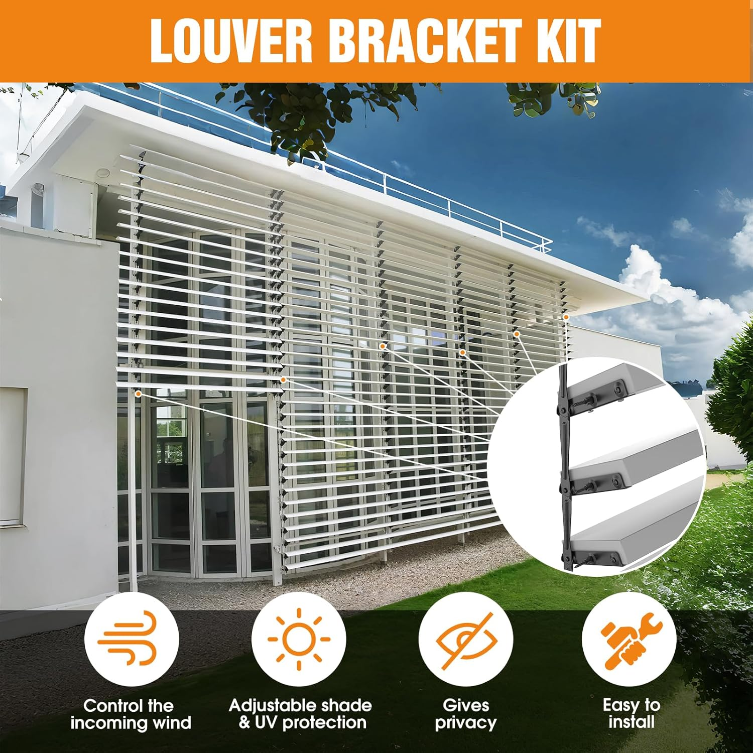 Suemisi Louver Bracket Kit, Louver Hardware Set,Window Shutter Hardware,Deck Sunblind System for Fence,Garden, Shutters and Blinds (1)