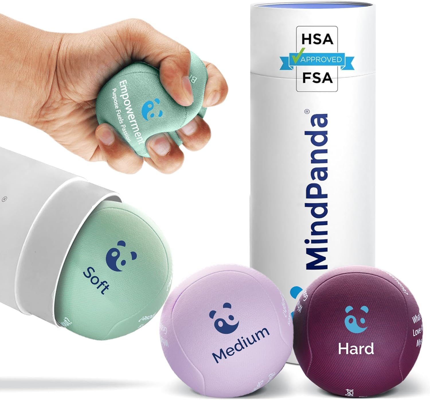 Mindpanda 3X Empowering Gel Stress Ball Bundle | Different Strengths & Sizes for Squeeze Hand Therapy - Scented for Extra Focus