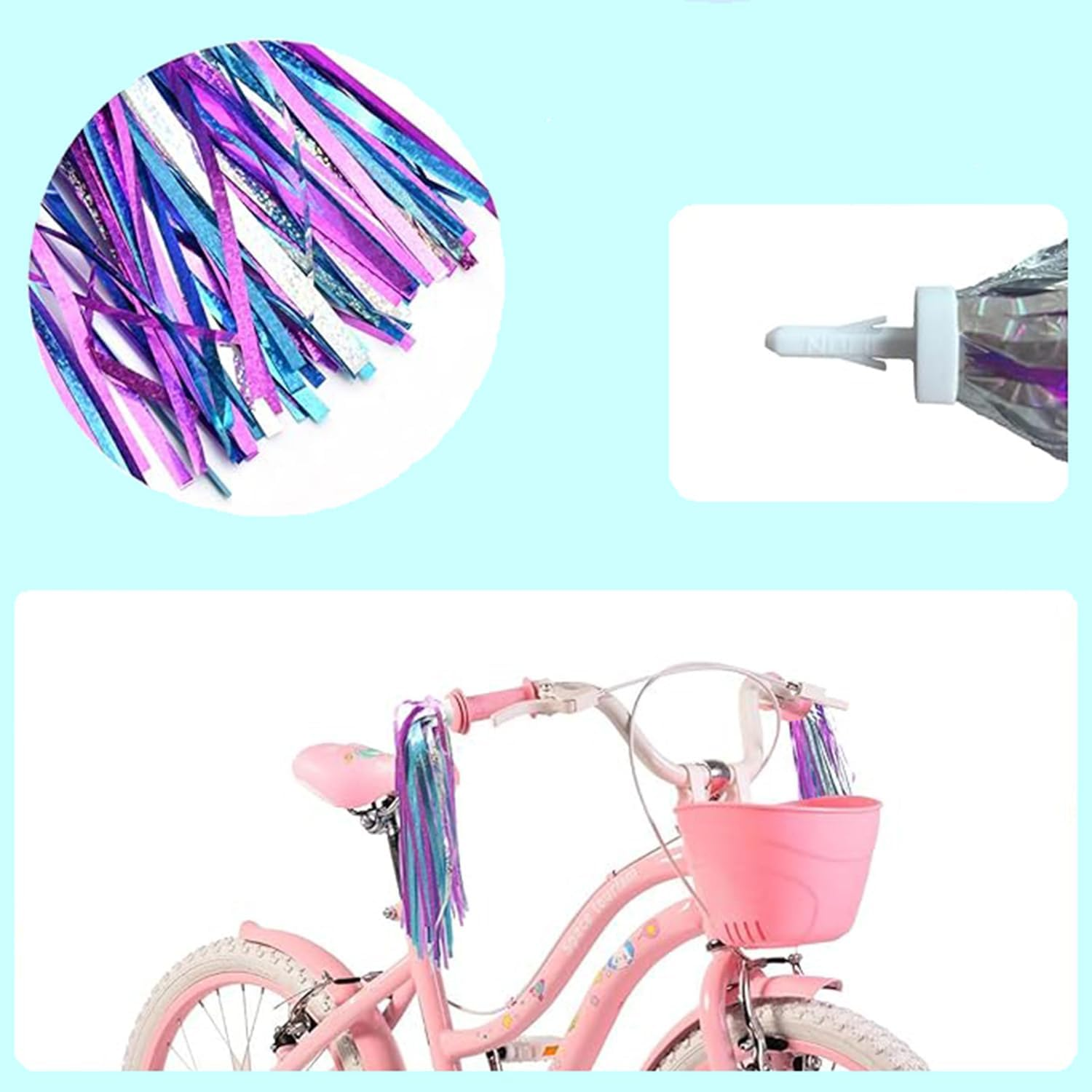 1 Pair Bicycle Handlebar Streamers, Bike Colorful Ribbon Tassels, Tricycle Scooter Handgrip Accessories Tassel image number 2