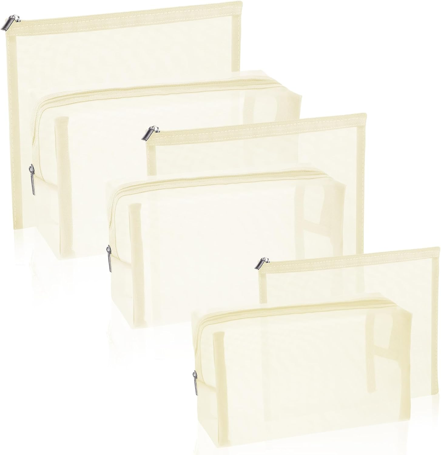 Boao 6 Pieces Mesh Makeup Bags Mesh Cosmetic Bag Portable Travel Organizing Zipper Pouch Toiletries Makeup Pouches for Home Office Travel Accessories(Gray)