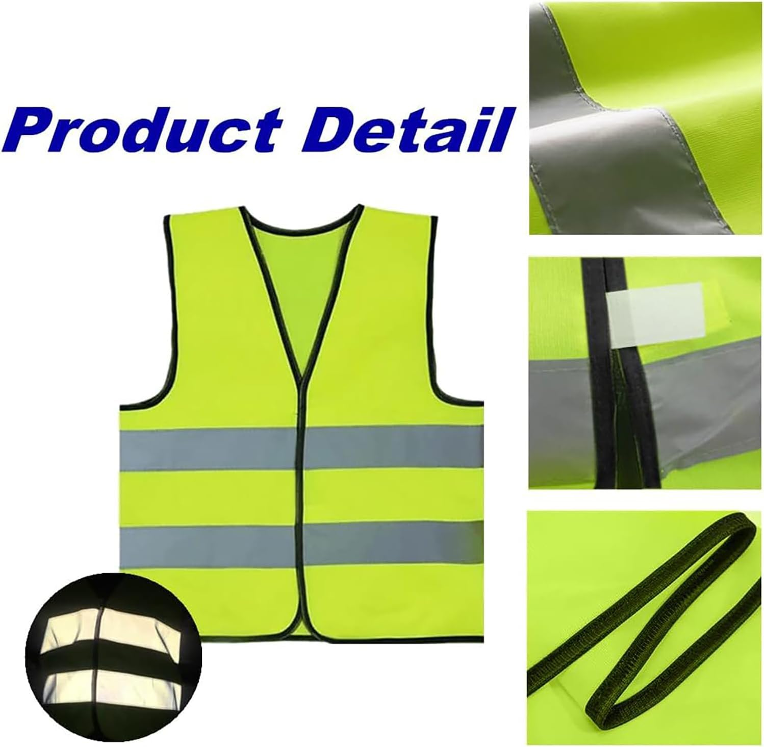 10 Pack Kids Safety Vests with Zipper - Yellow Reflective High Visibility, Hi Vis Silver Strip, Traffic, Cycling, Runner, Surveyor, Volunteer for Aged 4-12 image number 4