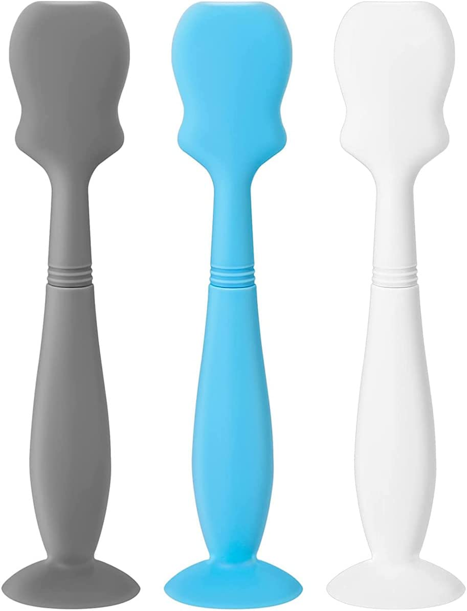 3Pcs 6.3Inch Baby Diaper Rash Cream Applicator Baby Cream Spatulas with Suction Cup Silicone Brush Multi-Purpose Tool Bpa-Free Butt Paste Spatula with Humanized Handle for Baby Newborn Multicolor image number 5