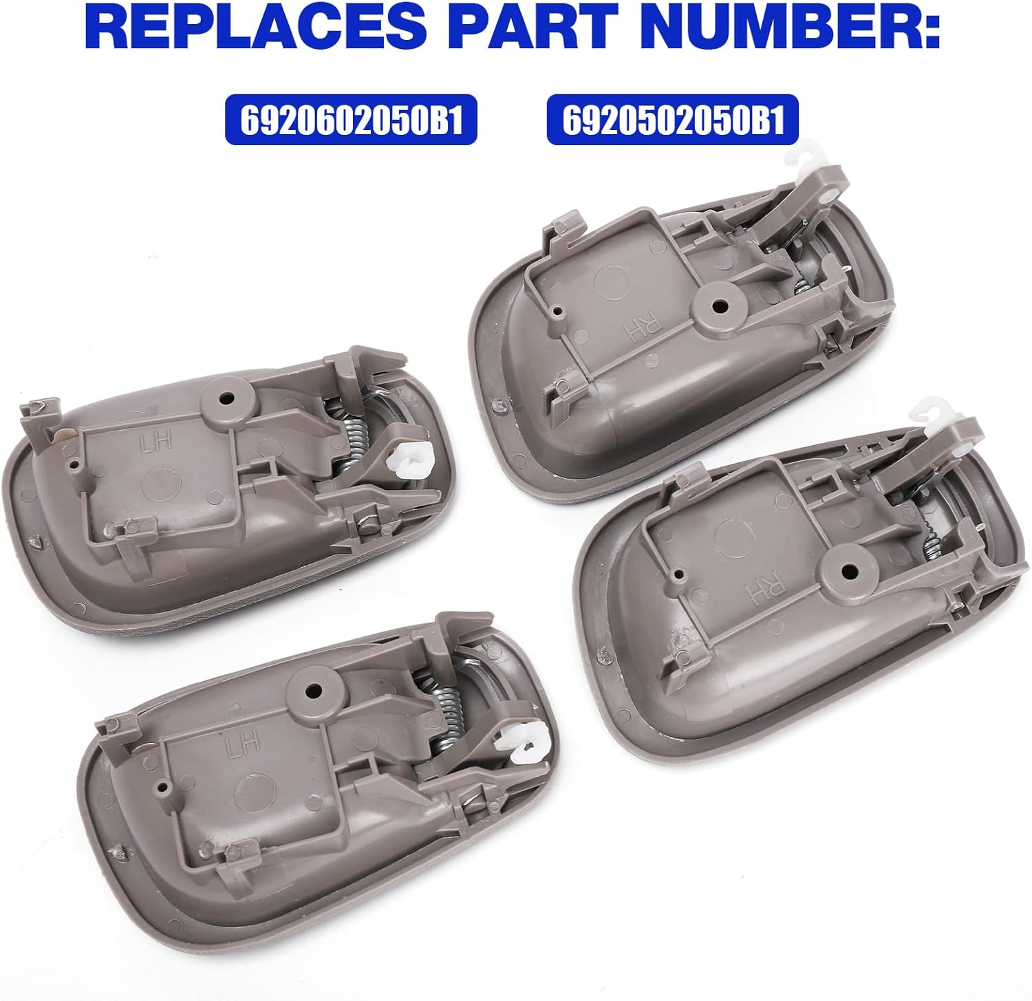 4Pcs Interior inside Door Handles, Automotive Replacement Parts for 1998 1999 2000 2001 2002 Toyota Corolla Chevy Prizm Manual Lock, Inner Door Handle Front/ Rear Driver & Passenger Side - Grey image number 3