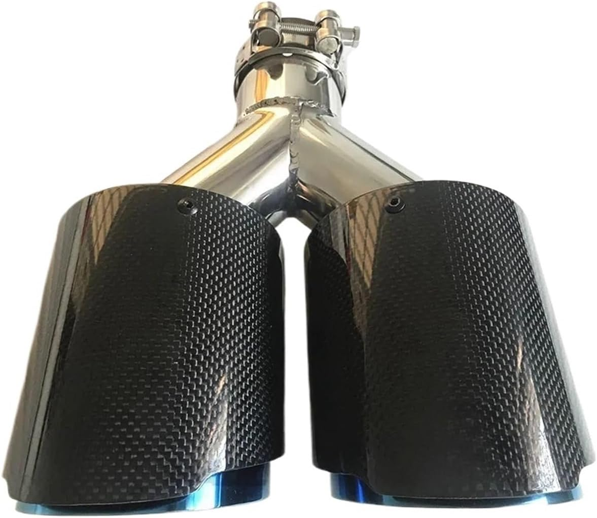 Fibre Grilled Bule Stainless Steel Universal DUAL Automobile Exhaust Tip Muffler Car Accessories Modification Tip(54-89Mm) - 51- 89Mm image number 4