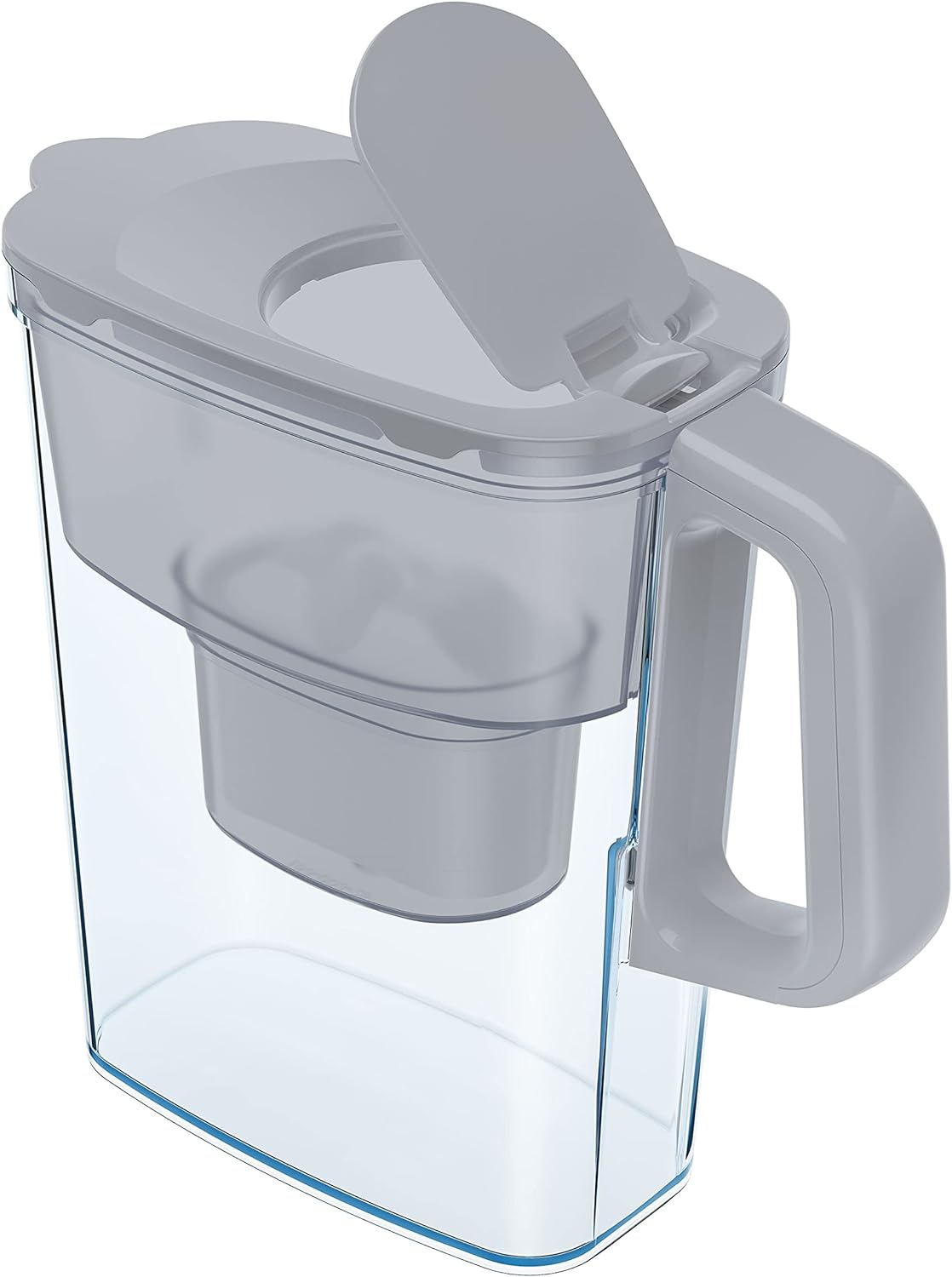 AQUAPHOR Water Filter Jug Compact Grey Includes 1 Maxfor+ Filter I Plastic Carafe 2.4 L I Reduces Limescale, Chlorine & Heavy Metals I Compact & Lightweight Water Filter I Fits in the Fridge Door image number 2