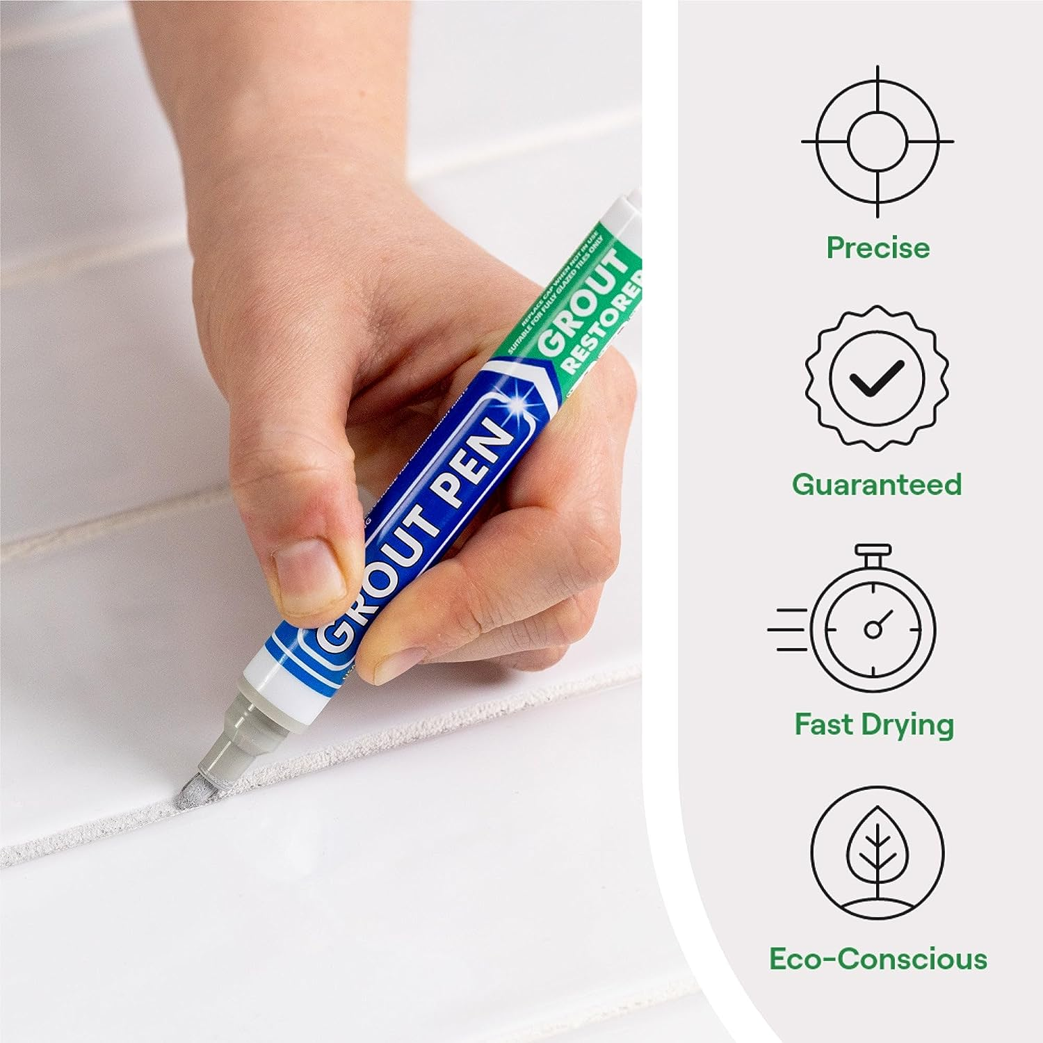 Grout Pen - Designed for Restoring Tile Grout in Bathrooms & Kitchens (Light Grey)