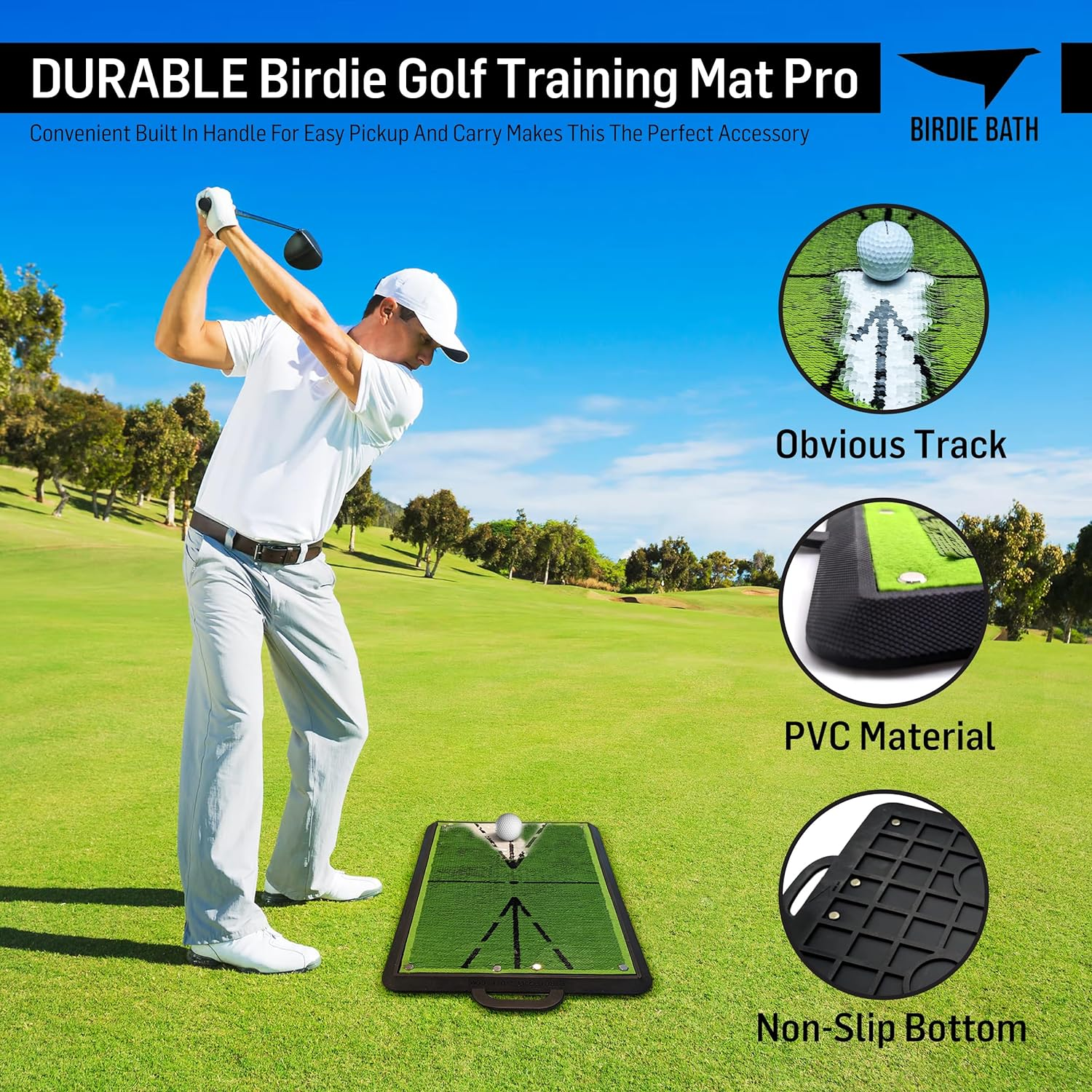 Birdie Mat Pro Premium Swing Training Mat for Analyzing Swing Path and Ball Impact image number 3