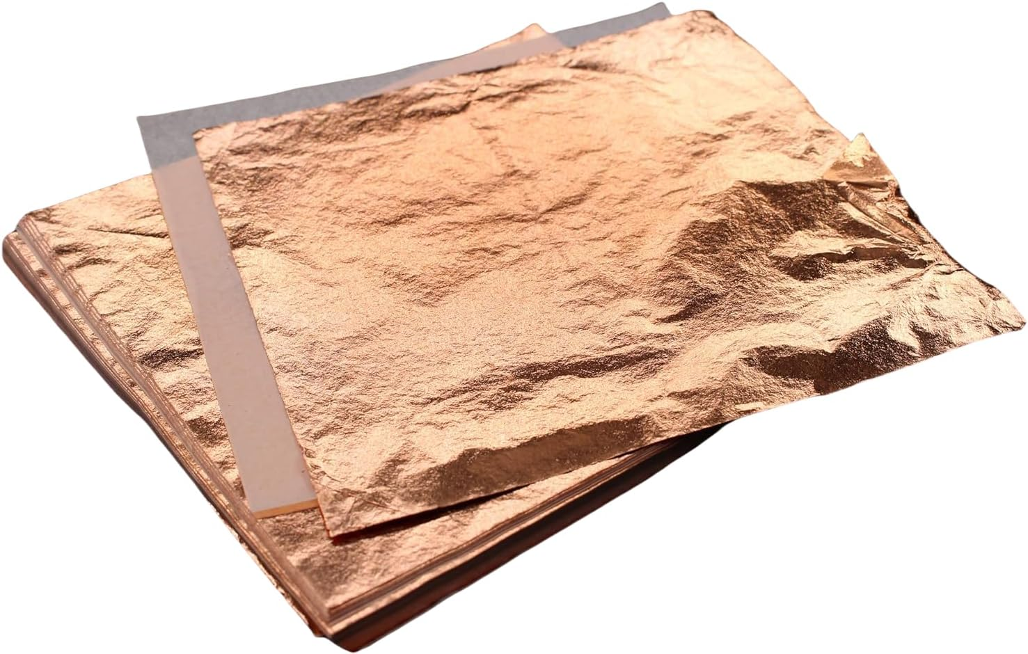 Metal Leaf Sheets Imitation Gold,Silver,Copper Leaf Sheet for Arts, Gilding Crafting, Painting, Furniture Decoration, Oose Leaf Interleaved (Rose Gold) image number 2