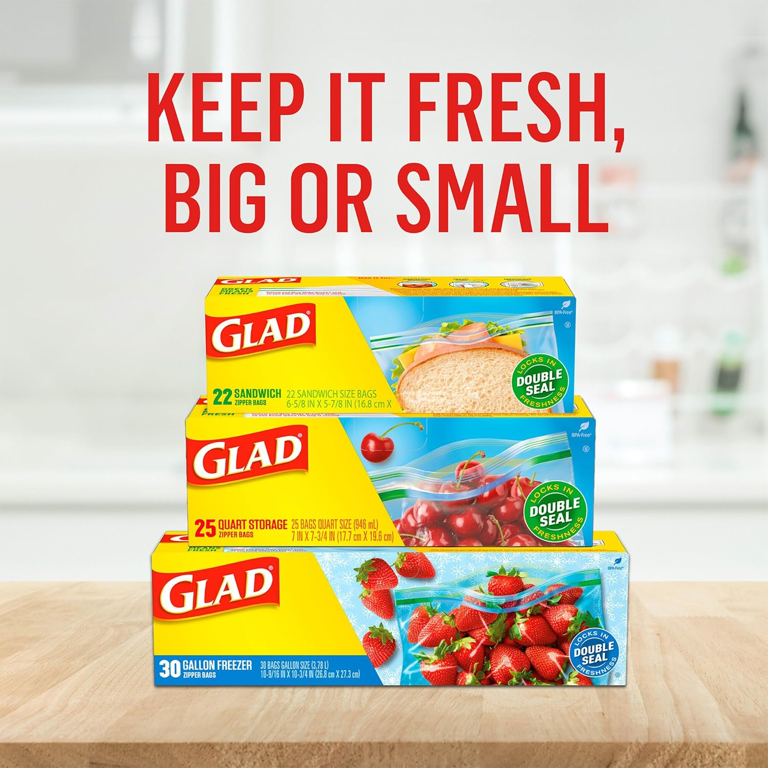 Glad Zipper Food Storage Freezer Bags - Gallon - 40 Count - 4 Pack image number 2