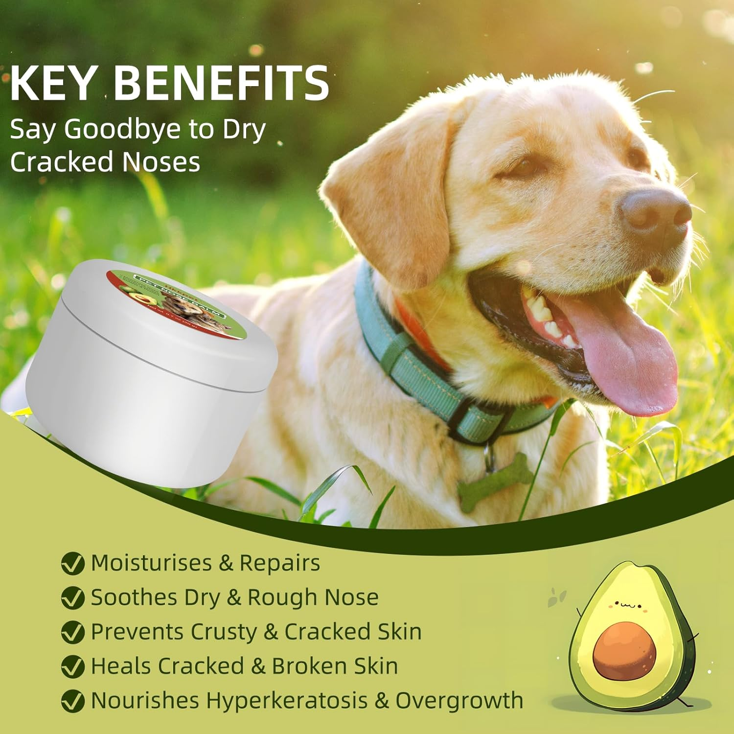 Avocado Dog Nose & Paws Balm for Dry Nose,Dog Cream for Paws and Nose,Natural & Organic Plant Based,Protects & Repairs Dry, Cracked Snouts & Paws,Hypoallergenic,0.7Oz image number 5
