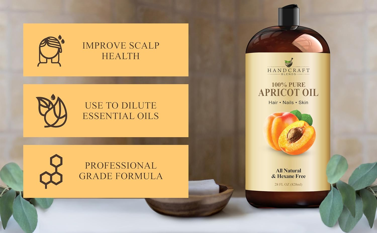 Handcraft Blends Apricot Kernel Oil - 28 Fl Oz - 100% Pure and Natural - Premium Grade Oil for Skin and Hair - Carrier Oil - Hair and Body Oil - Massage Oil - Cold-Pressed and Hexane-Free image number 3