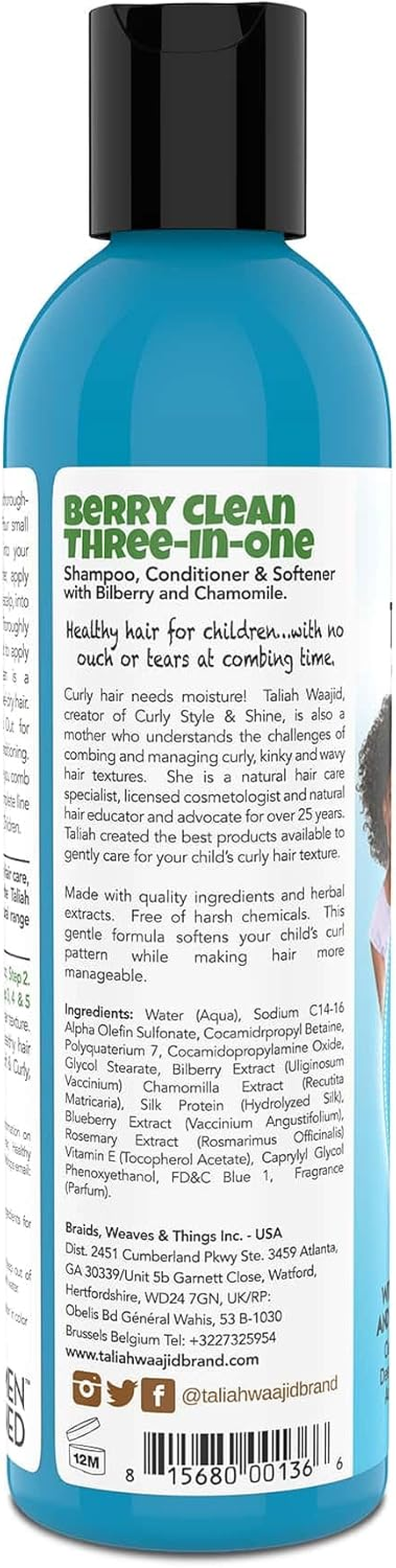 Taliah Waajid Kinky Wavy Natural Clean Three in One, Berry, 8 Ounce