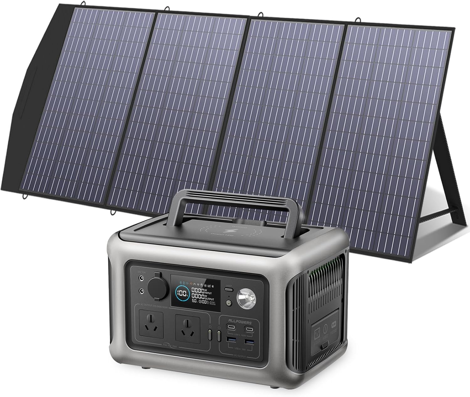 ALLPOWERS Portable Power Station R600 and 200W Solar Panel, 299Wh Solar Generator W/ 2 * 600W AC Outlets, 1 Hour Fast Charging, Lifepo4 UPS Power Supply Backup for Emergency Camping RV Home Use image number 4