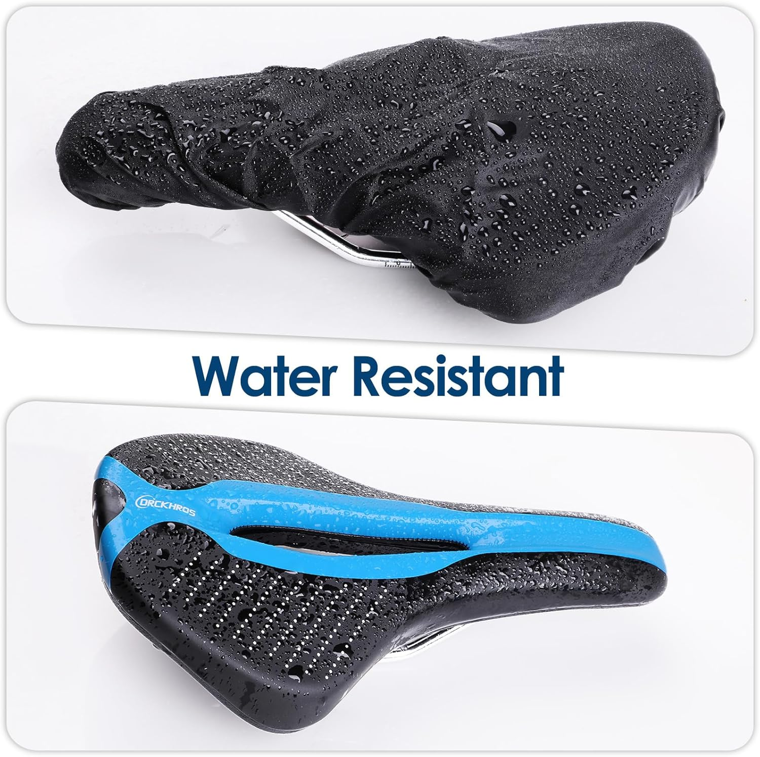 Bike Seat Bicycle Saddle with Light Buckle, Secpeak Ultra Comfortable Ergonomic Waterproof Breathable Bicycle Seat Cushion with Installation Tool and Rain Cover - Black+Blue image number 5