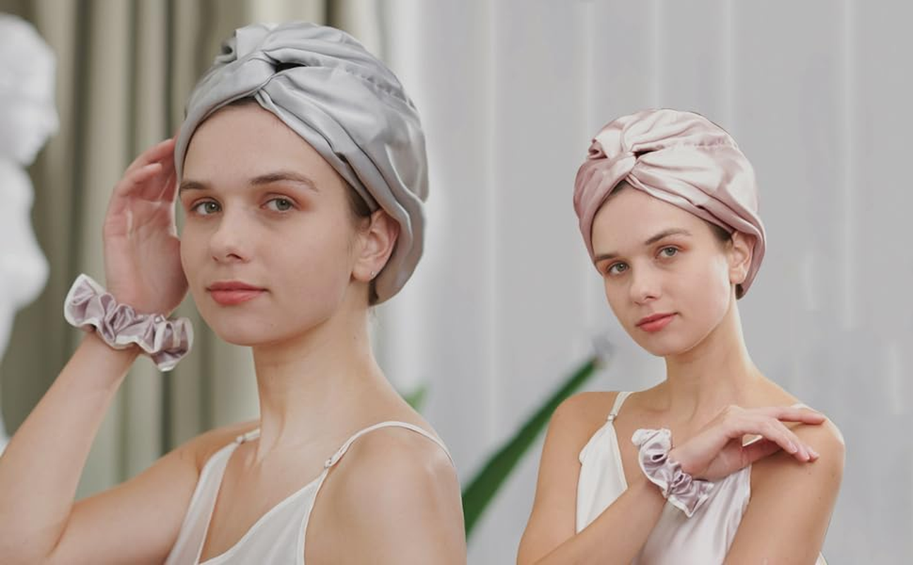 QIYUE 100% Premium Silk Twisted/London Style Turban/Headband/Bath/Hair Care, Breathable Hair Bonnet for Sleeping Suitable for Long, Straight and Curly Hair image number 4