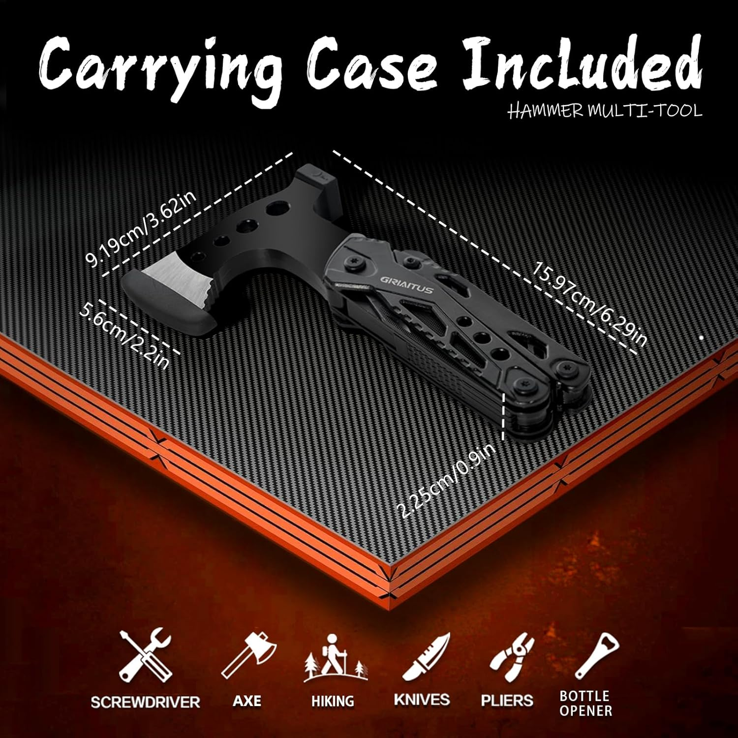 Camping Multitool Accessories Gifts for Men Dad 16 in 1 Upgraded Multi Tool Survival Gear with Axe Hammer Pliers Saw Screwdrivers Bottle Opener Whistle & Portable Sheath for Hiking,Fishing image number 6