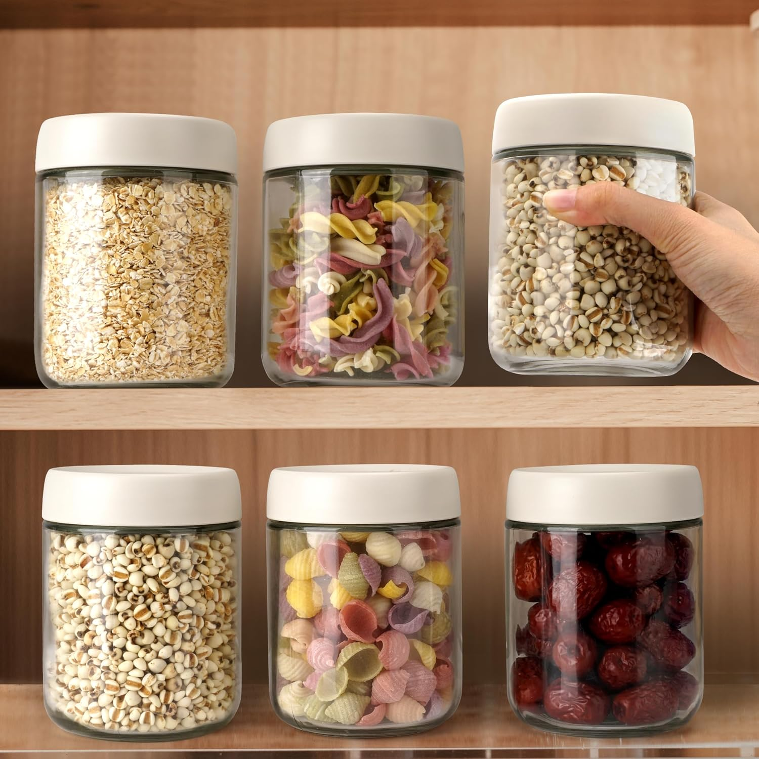 EONJOE 6-Pack Glass Jars with Lids 16Oz Overnight Oats Meal Prep Salad Food Cereal Snacks Containers Pudding Yogurt Storage Mason Jar Airtight image number 2