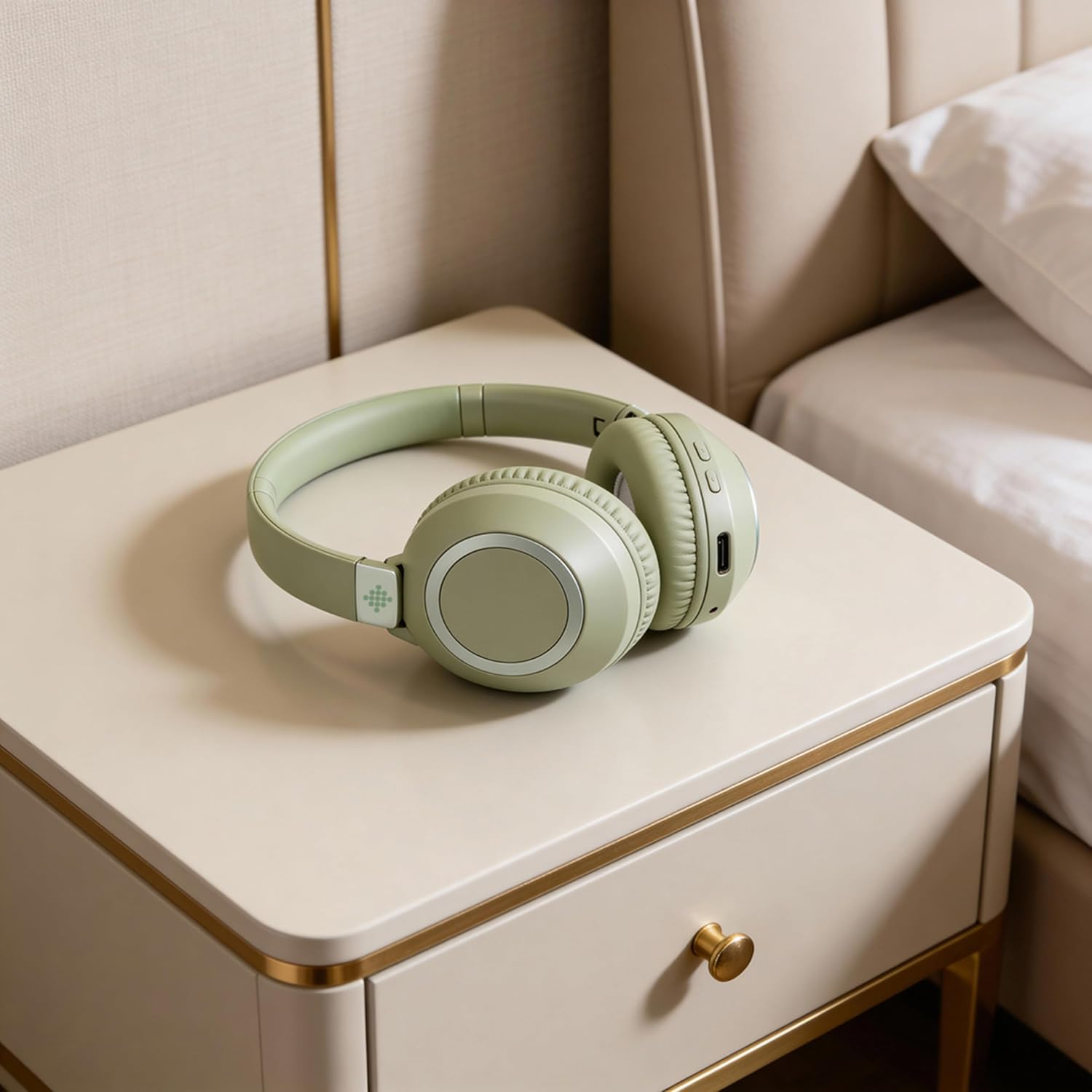 Intempo Aria Noise Cancelling Headphones - Wireless Bluetooth Over-Ear Headphones, up to 50 Hours Playback Time, Active Noise Cancelling, Foldable Design, Type-C Charging Cable Included, Green image number 6