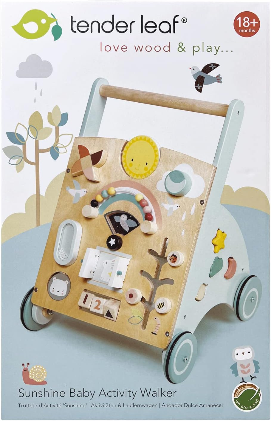 Tender Leaf Toys Sunshine Baby Activity Walker - Toddler Weather Play Board and Shape Sorter on Wheels image number 5