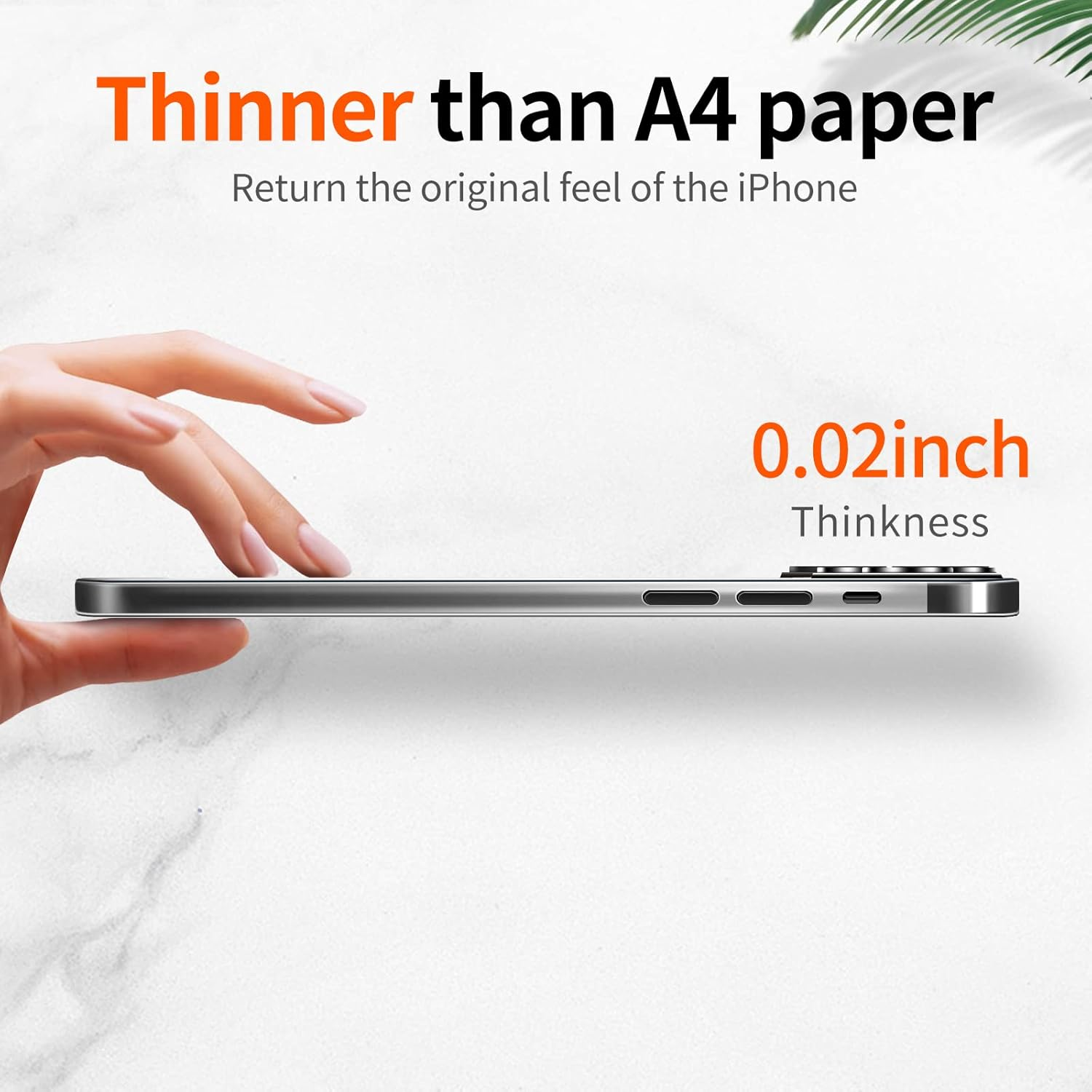 Purluct for Iphone 15 Pro Max Slim Case,Paper-Thin Transparent Finish Skin Back Case [Non Yellowing] Ultra Protective Cover with Camera Protection 6.7 Inch (Clear) MNYL04914 image number 3