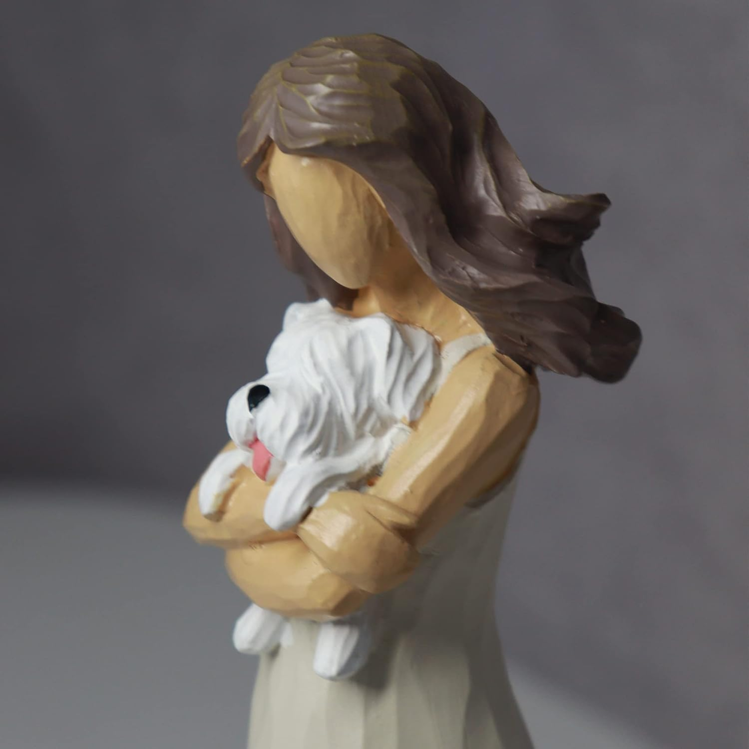 BUTILIVEEN Woman with Dog Figurines, Sympathy Dog Memorial, Pet Loss Gifts, Gifts for Dog Lovers,Resin, White image number 3