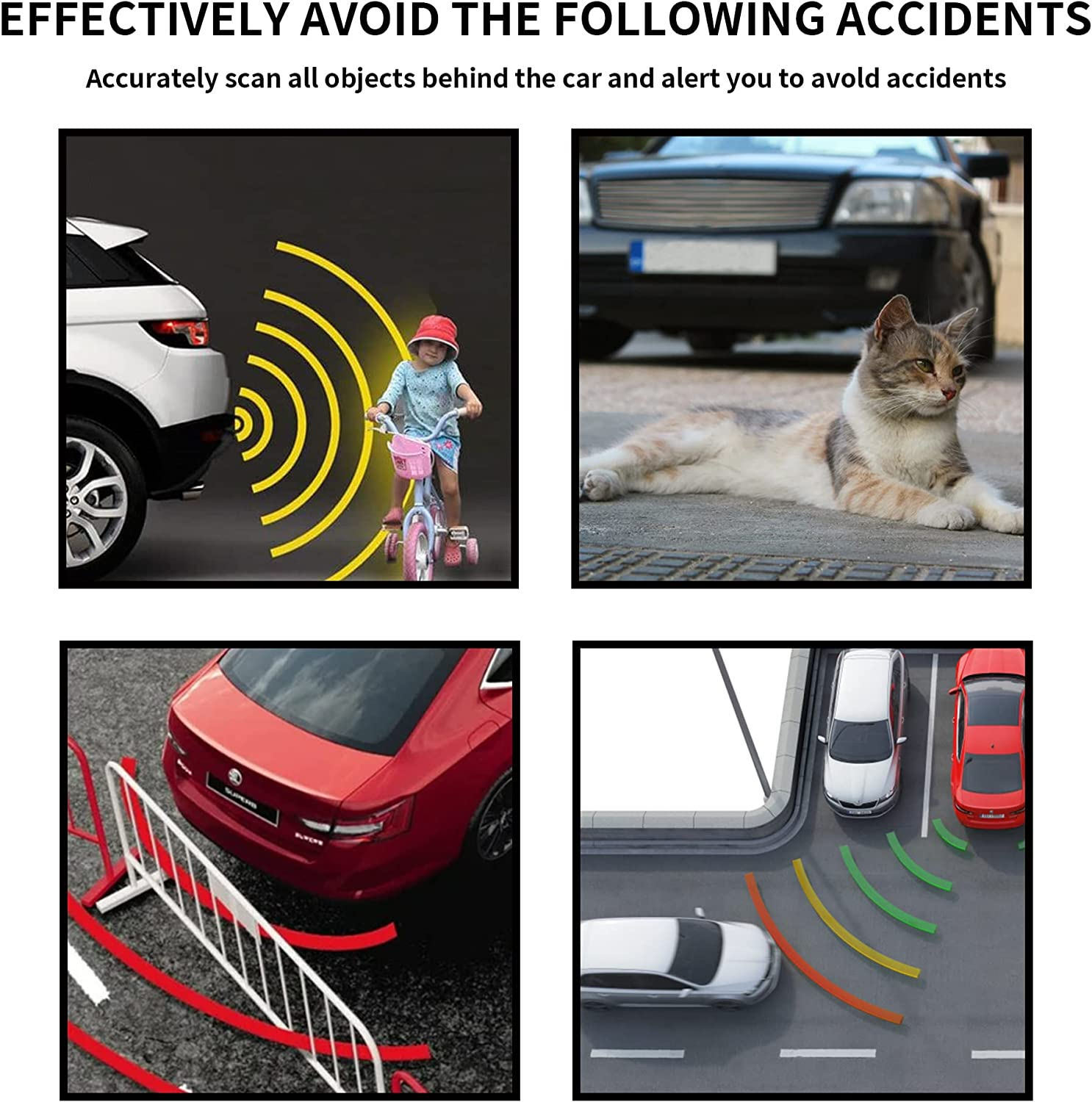 Car Auto Vehicle Visual Backup Radar System with 4 Parking Sensors + Distance Info Video Output + Sound Warning ｡ｭ image number 5