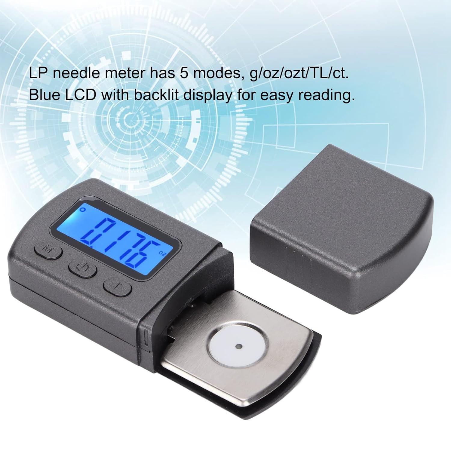 Qinlorgo Turntable Weight, Digital Convenient ABS for Man, Stylus Dynamometer, Dark Grey, LCD Backlit Display, 5 Modes, 5G/0.2Oz Capacity, &plusmn;0.01G Accuracy image number 6