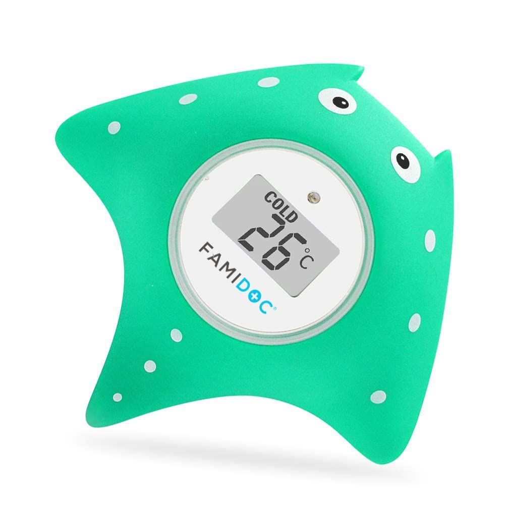 Famidoc Baby Bath Thermometer with Room Thermometer, Floating Toy, LCD Display, BPA Free, Green, Reusable, Indoor Use, 32-122&deg;F, 5 Sec Update, High/Low Temp Alarm image number 3