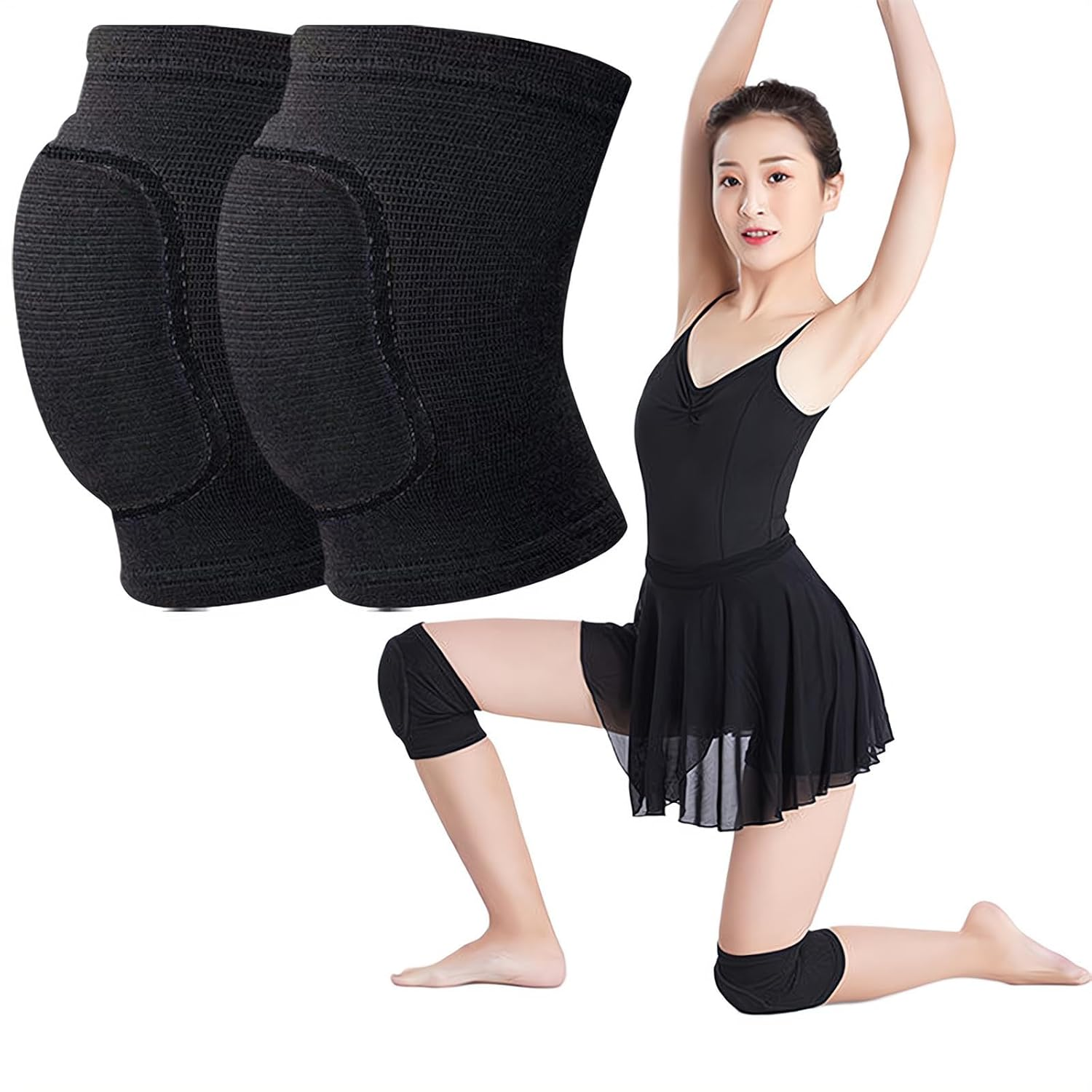 ZHIGOU 1 Pair of Men'S and Women'S Volleyball Dance Knee Pads - Thick 3D Soft Sponge Non-Slip Running Dance Basketball Sports Cycling Yoga Climbing - Breathable Support (Black) image number 1