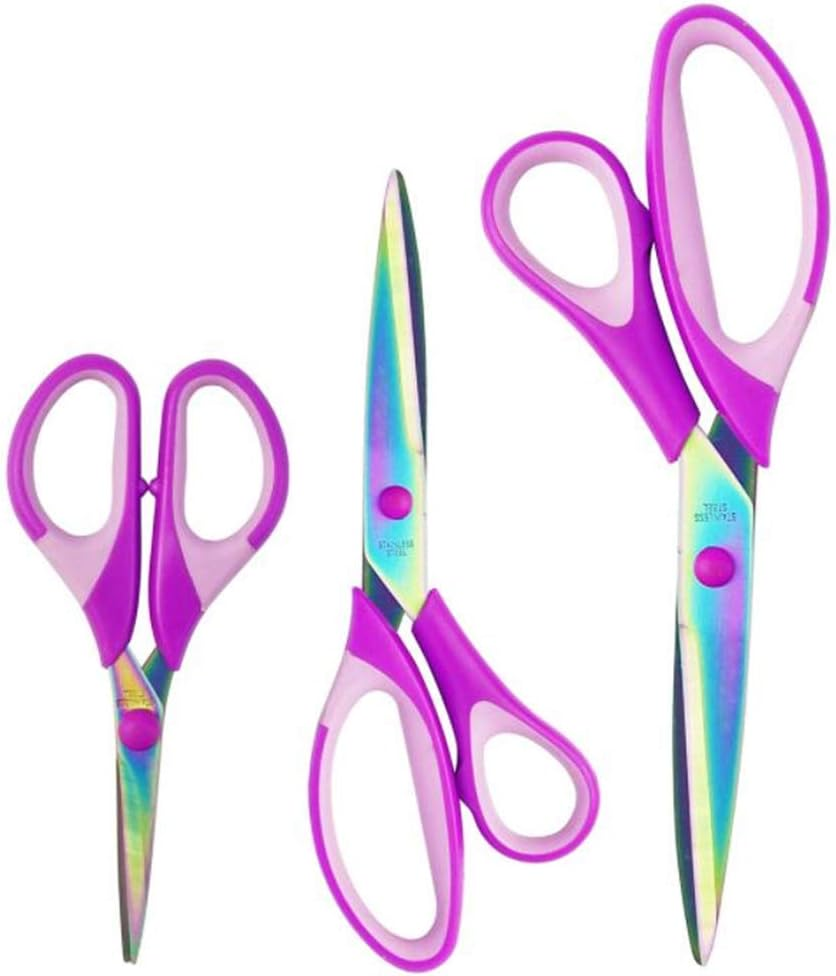Color Titanium Scissors, Titanium Coated Sewing Scissors Set, Ultra Sharp Blade Comfort Grip Handle Stainless Steel Pinking Shears Multifunction Sewing Art Craft Cutting Tool Supplies for Home Office image number 5