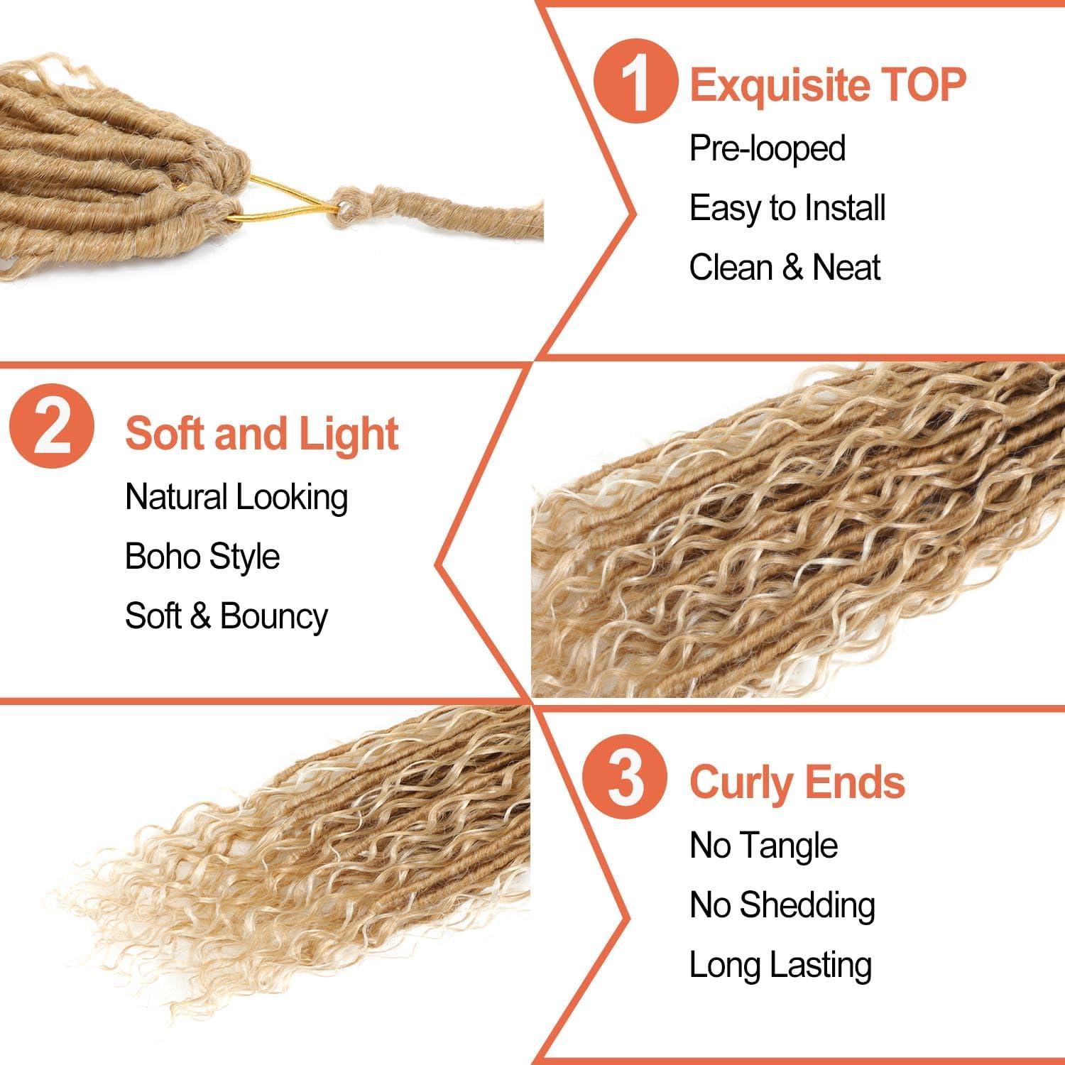 Goddess Locs Crochet Hair 18 Inch 7 Packs Bohemian Goddess Faux Locs Crochet Hair Pre Looped Boho Soft Locs Synthetic Braids Hair Extensions for Women (27/613#, 18 Inches) image number 1