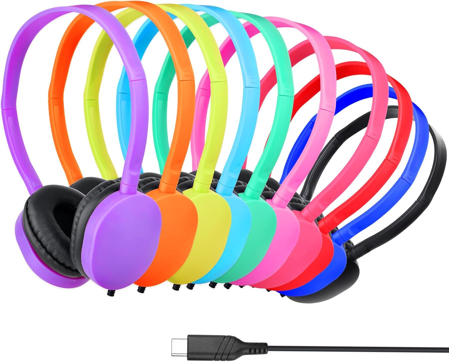GDBOMA Type C Headphones Bulk for Classroom School Kids 10 Pack,Usb C Wired Headphones for School,Phone,Tablet,Laptop,Pc,Online Class,Meeting,Web Conference,Practice,Test Mixed Colors image number 6